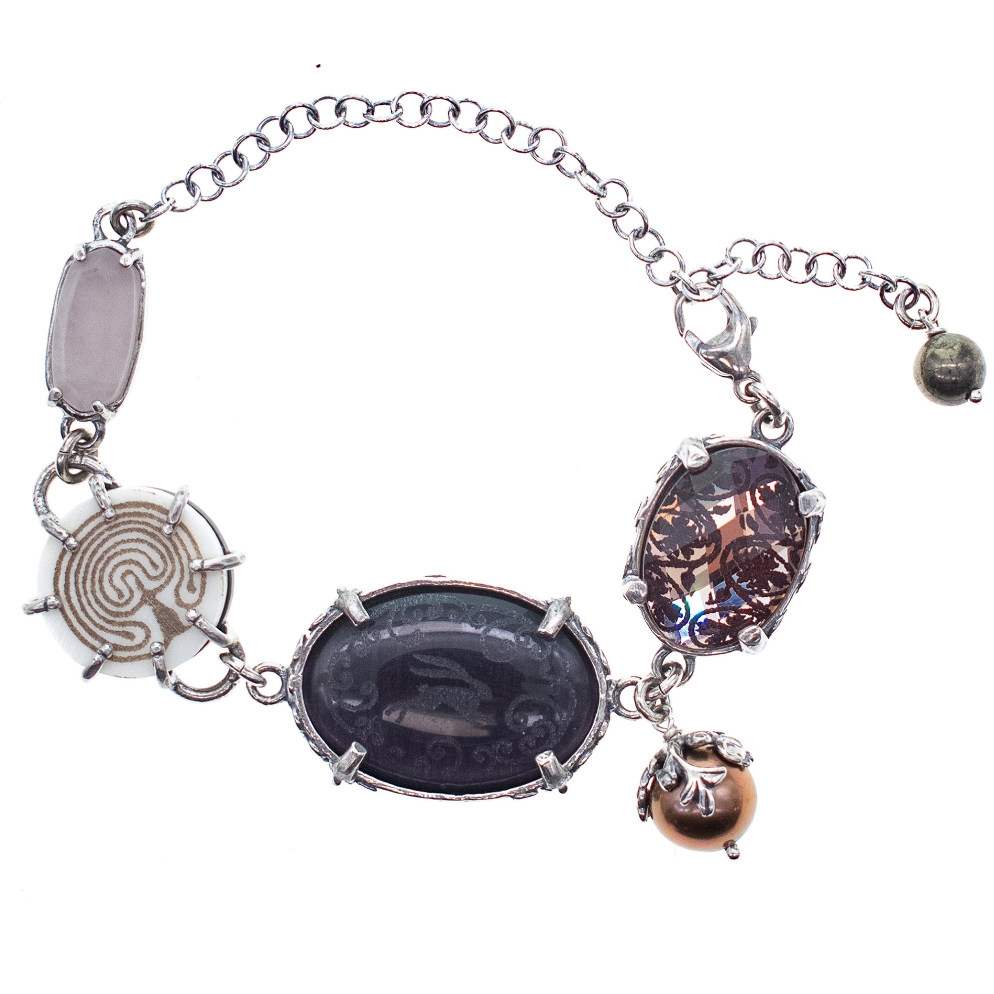 B 26a02 Multi-Stone Intaglio Symbol Bracelet