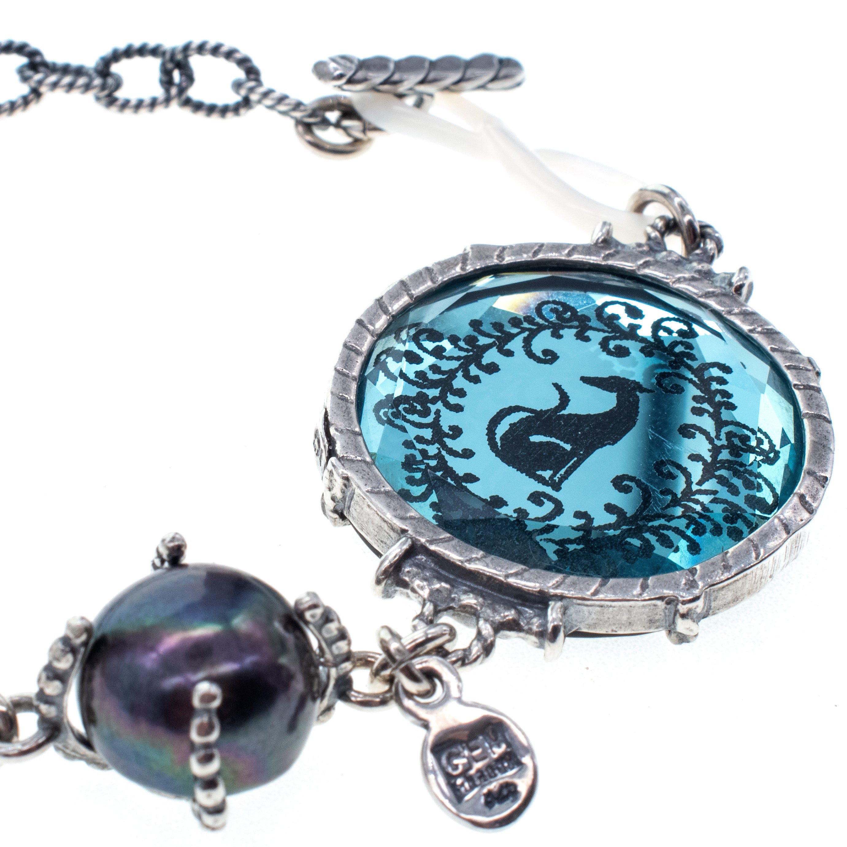B 26a03 Blue Greyhound Intaglio Bracelet