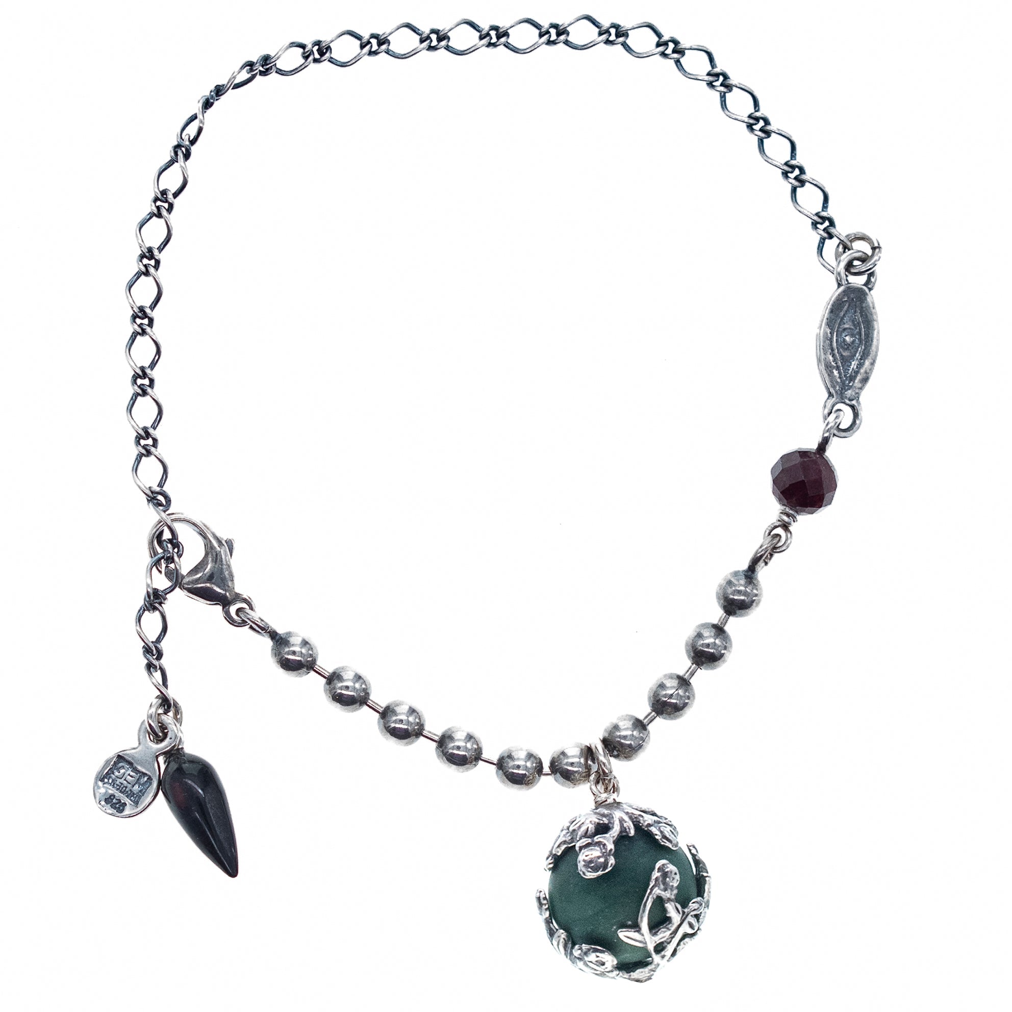 B 26a10 Green Jade Drop Bracelet
