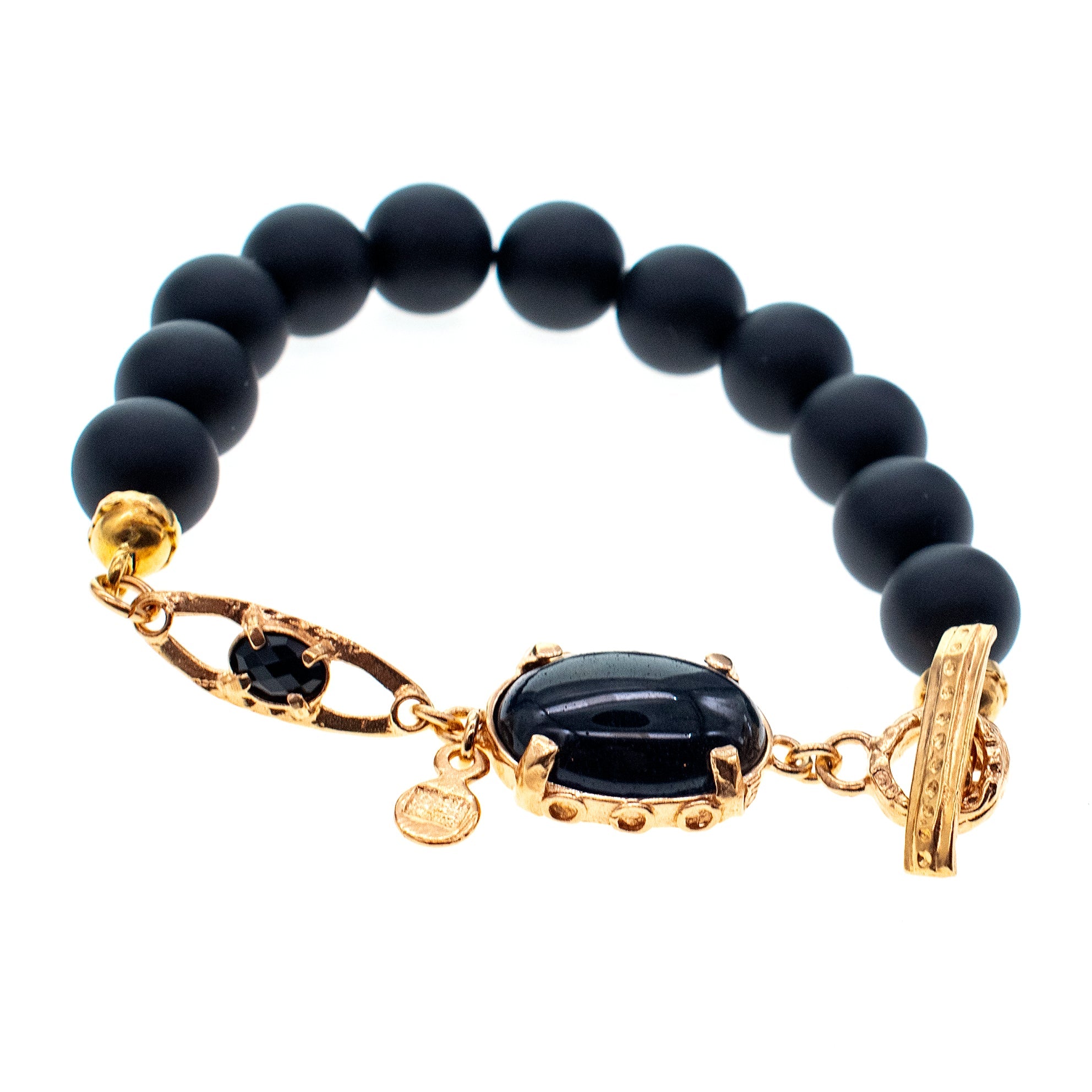 B 26g06 Matte black onyx tigereye bracelet
