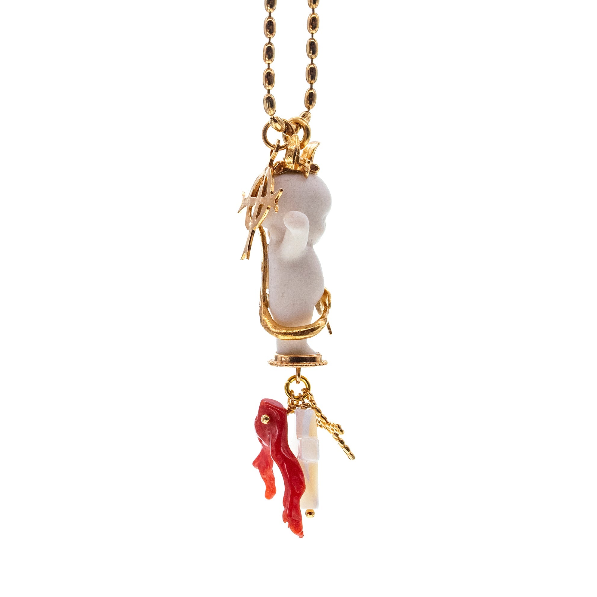 BG01A Happy Baby "Jezabella" white and gold Necklace