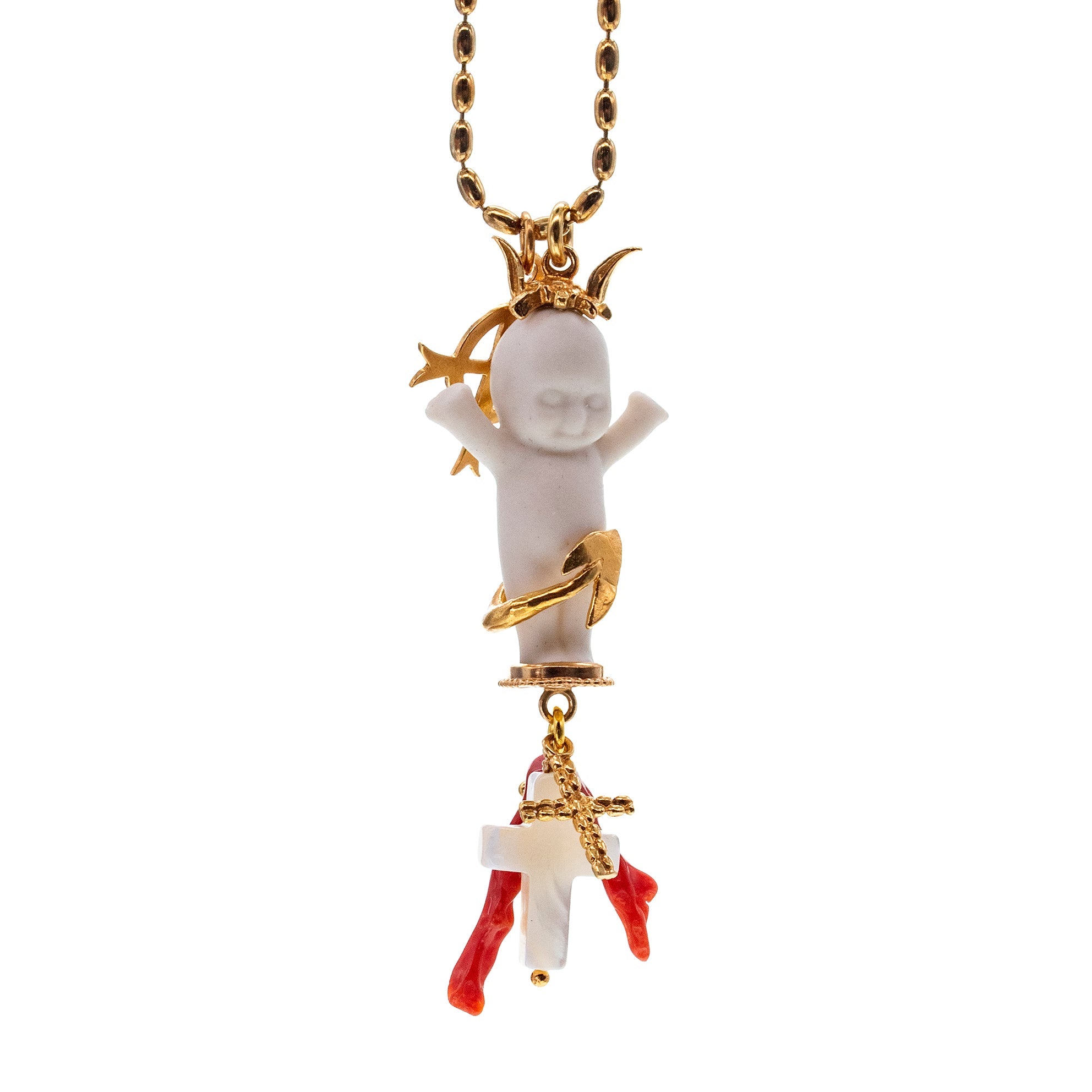 BG01A Happy Baby "Jezabella" white and gold Necklace