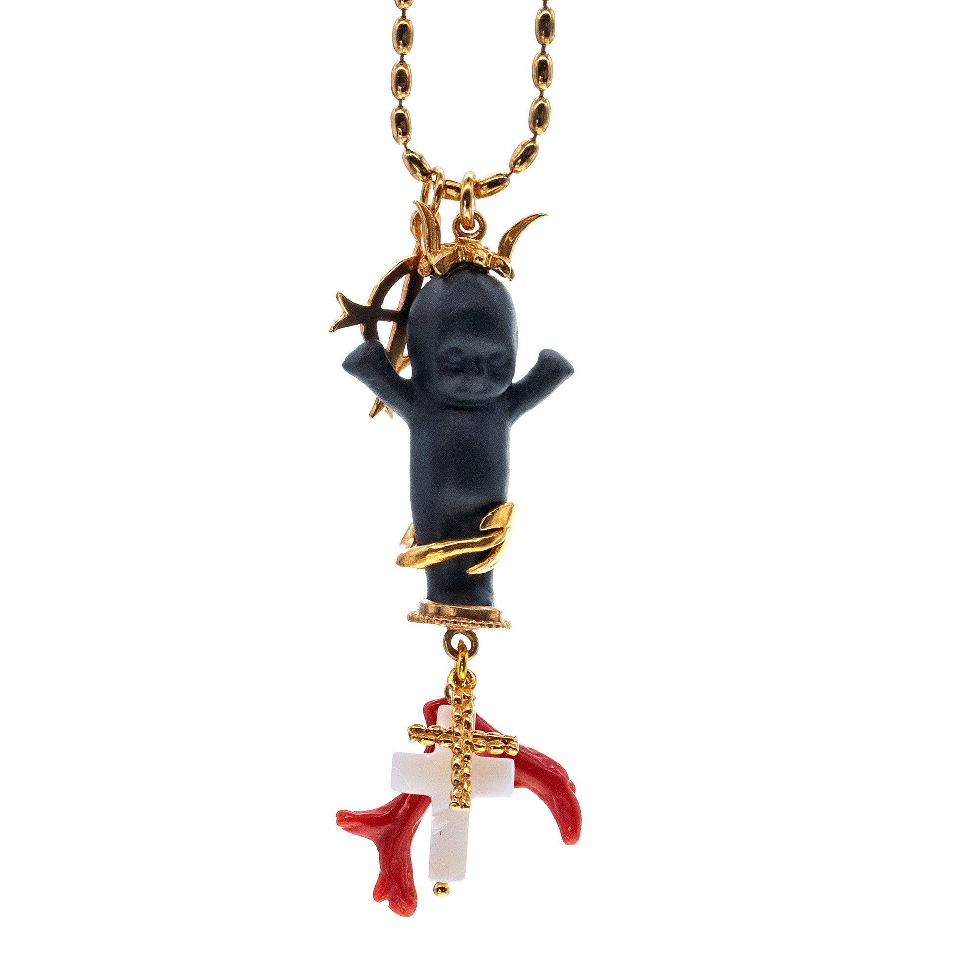 BG01B Happy Baby "Jezabella" Black and gold Necklace