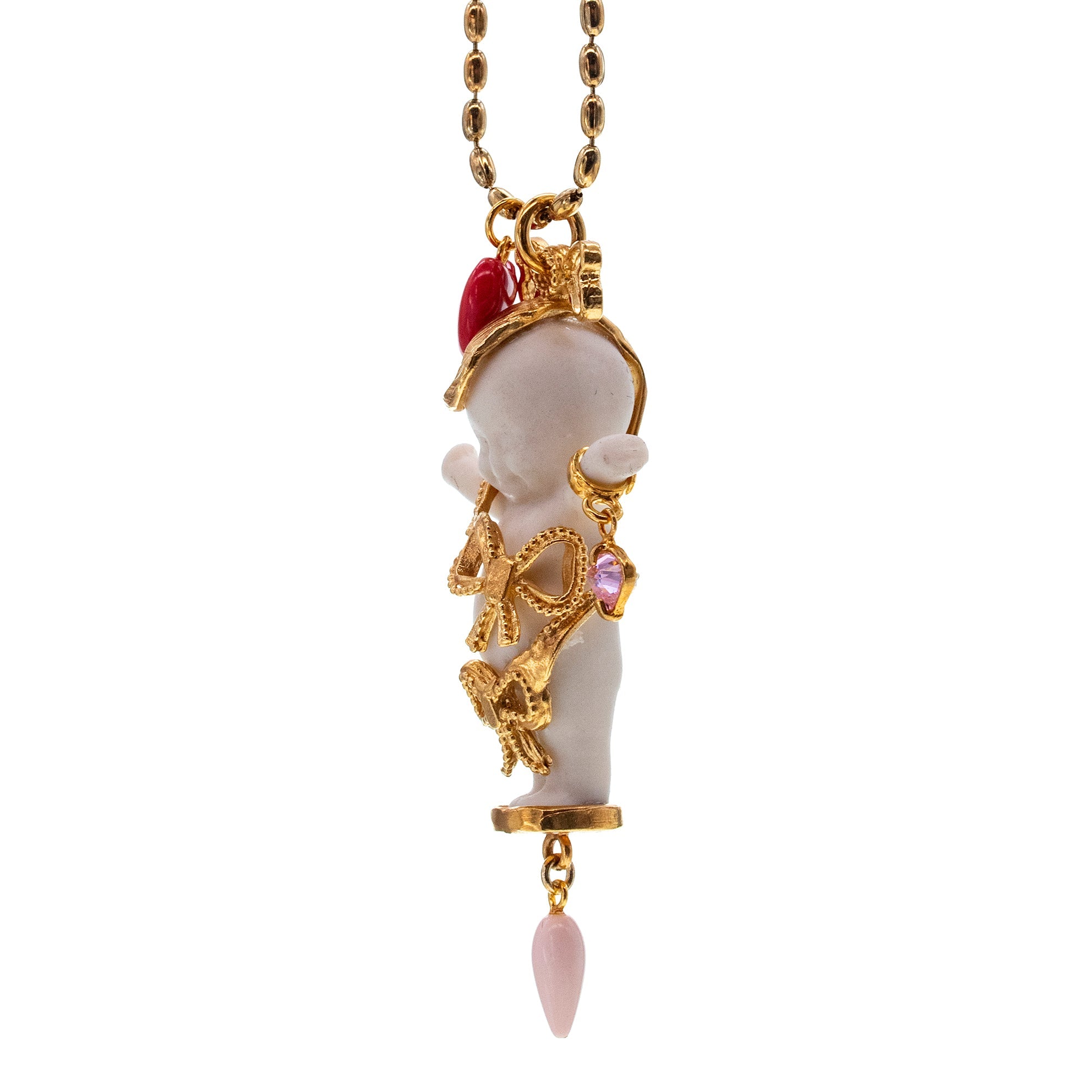 BG03A Happy Baby "It's a girl!" White and gold Necklace