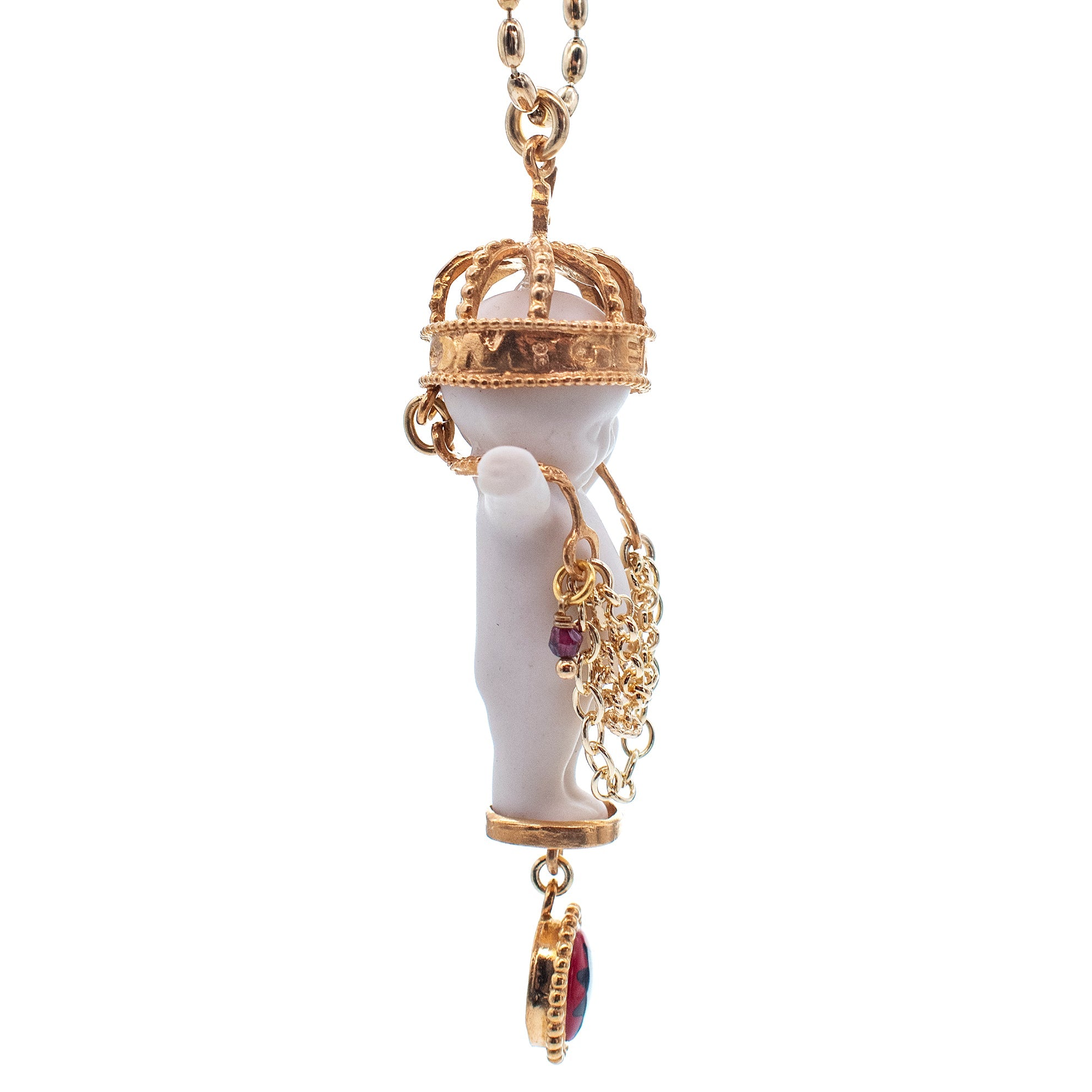 BG07A Happy Baby "Gem baby" White and gold Necklace