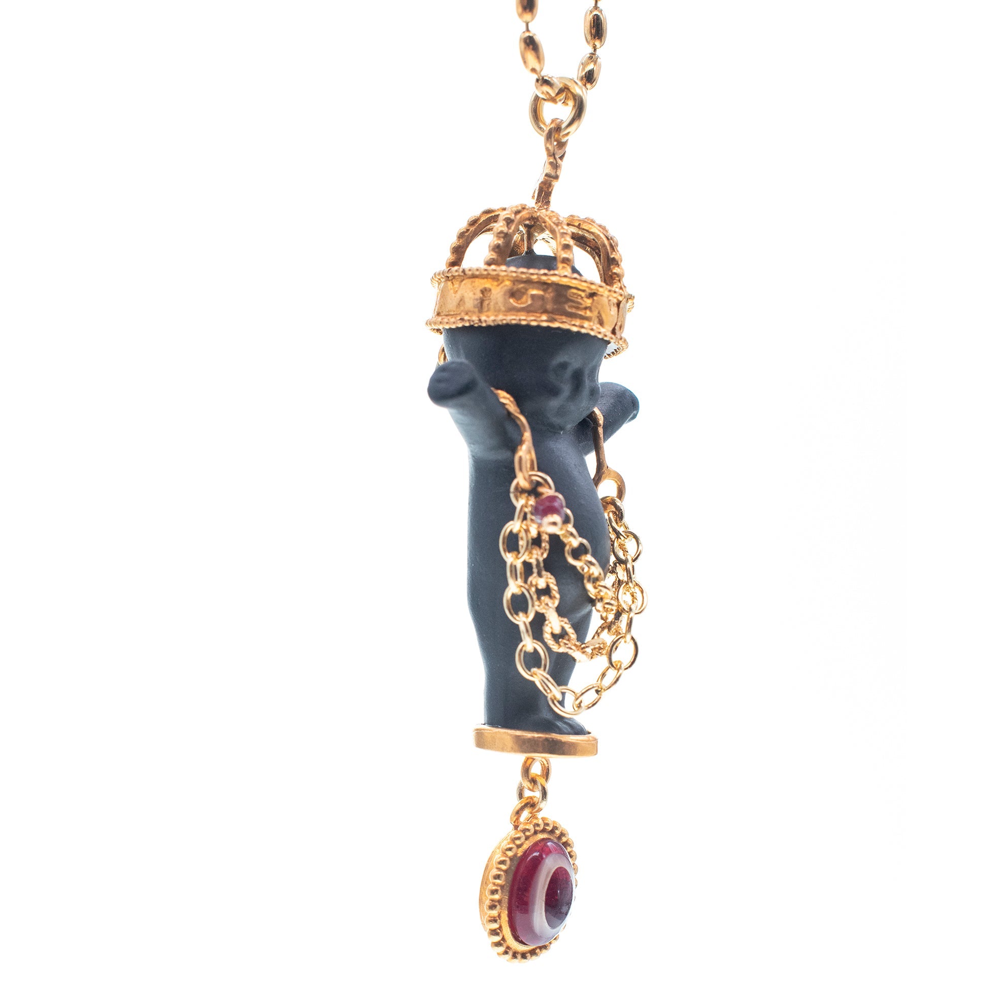 BG07B Happy Baby "Gem baby" Black and gold Necklace