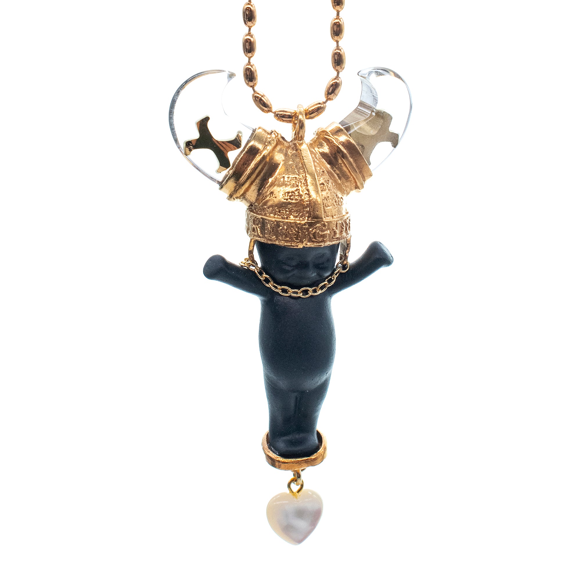 BG14B Happy Baby "little viking" Black and gold Necklace