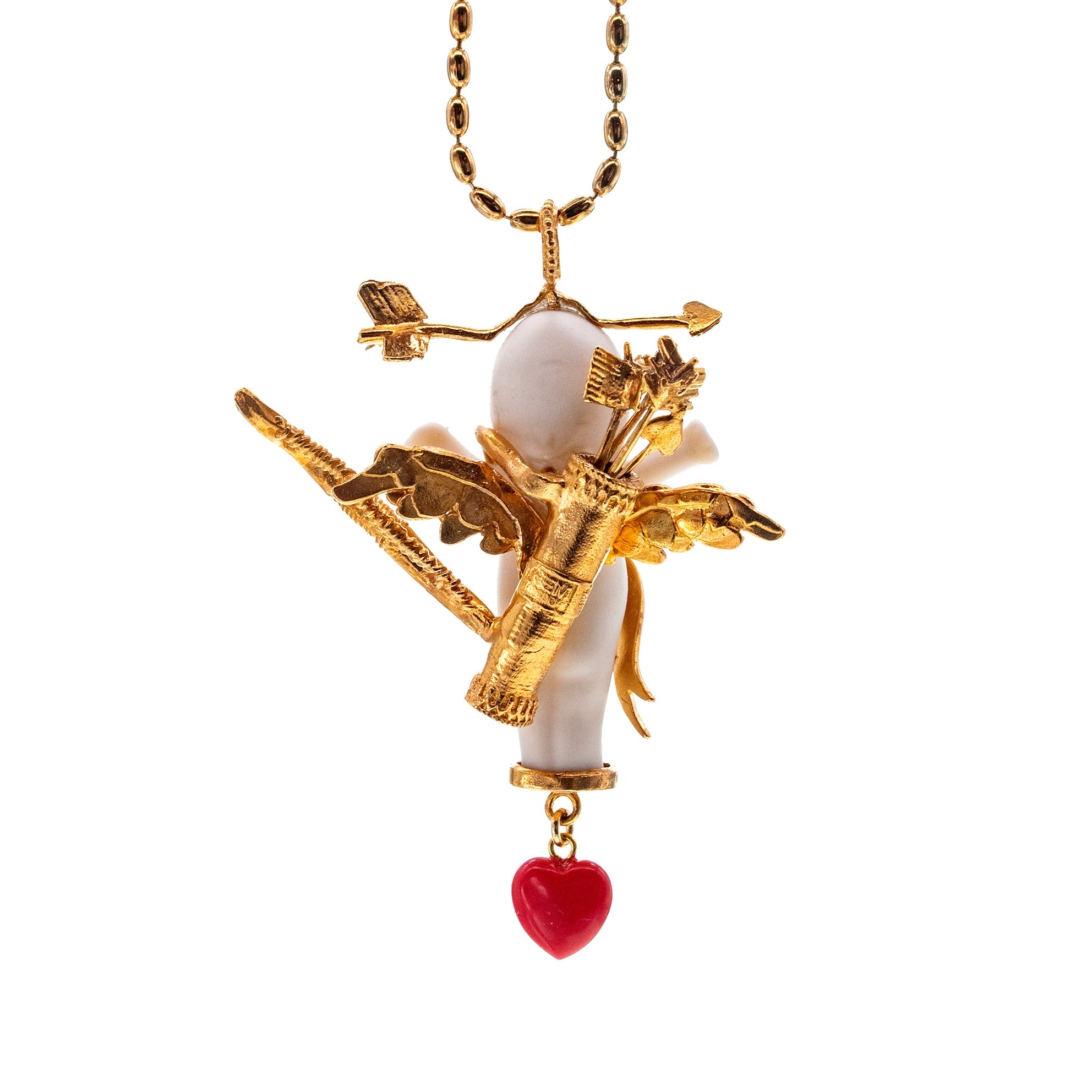 BG16A Happy Baby "Amor " White and gold Necklace