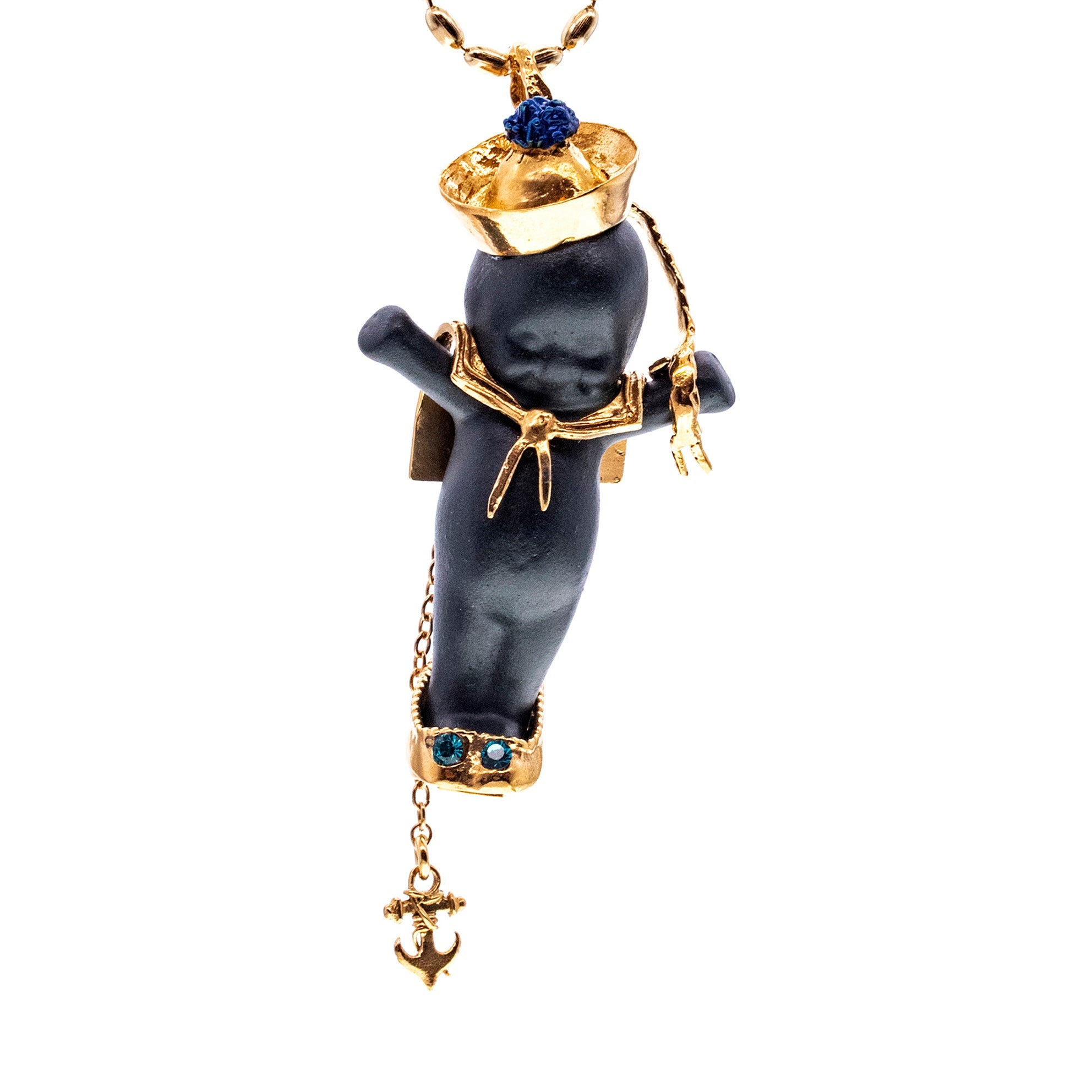 BG50B Happy Baby "Little Sailor" Black and gold Necklace