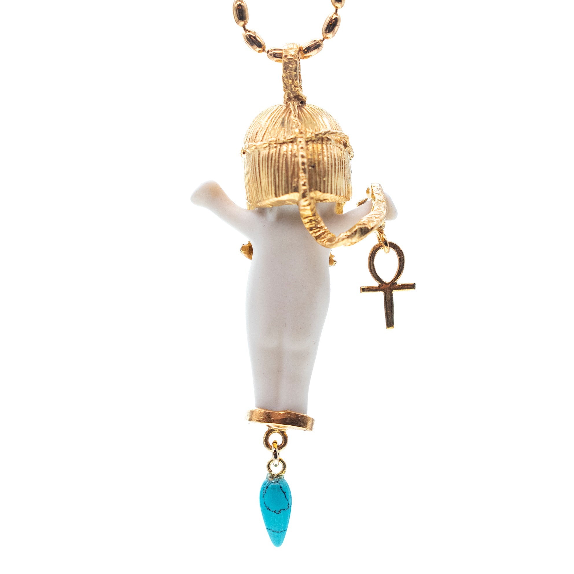 BG52A Happy Baby "Cleo" White and gold Necklace