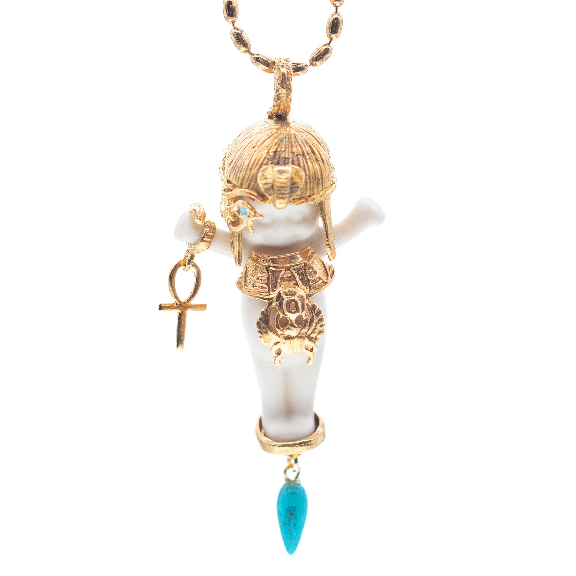 BG52A Happy Baby "Cleo" White and gold Necklace