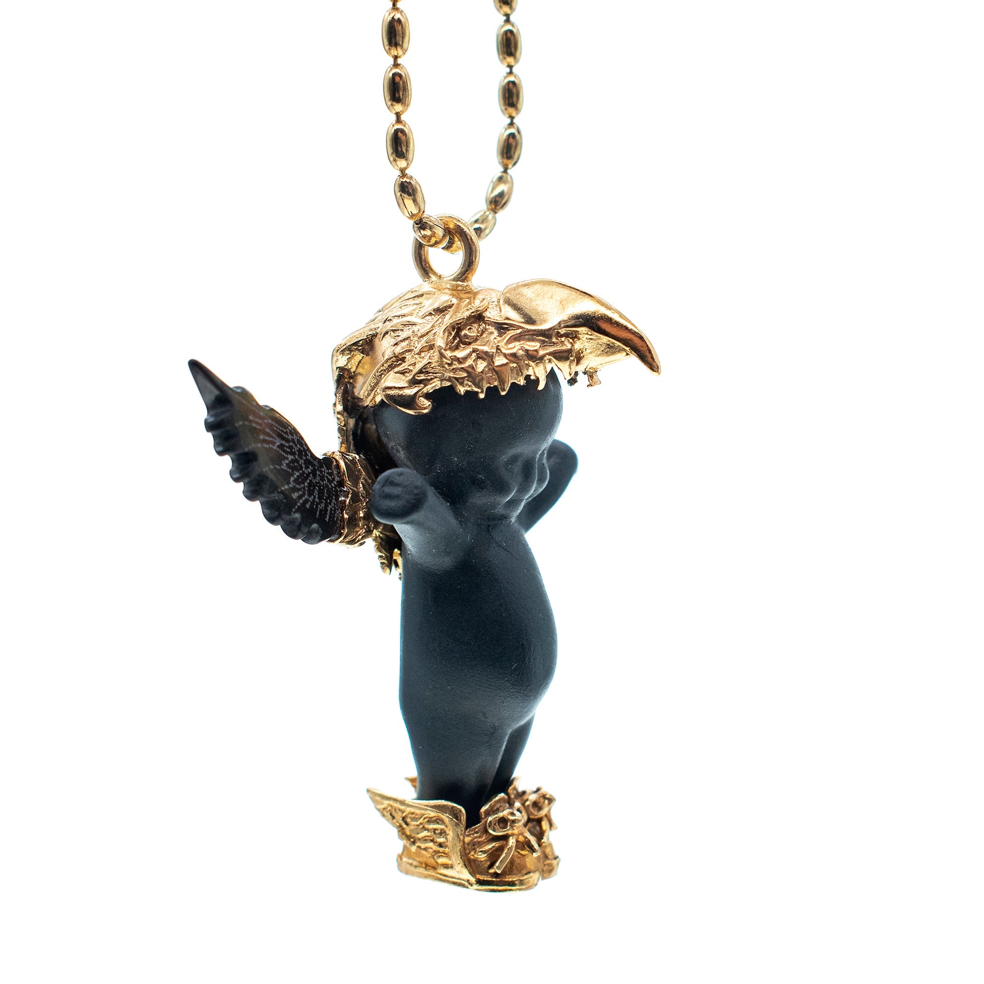 BG55 B Happy Baby "Phoenix" Black and gold Necklace
