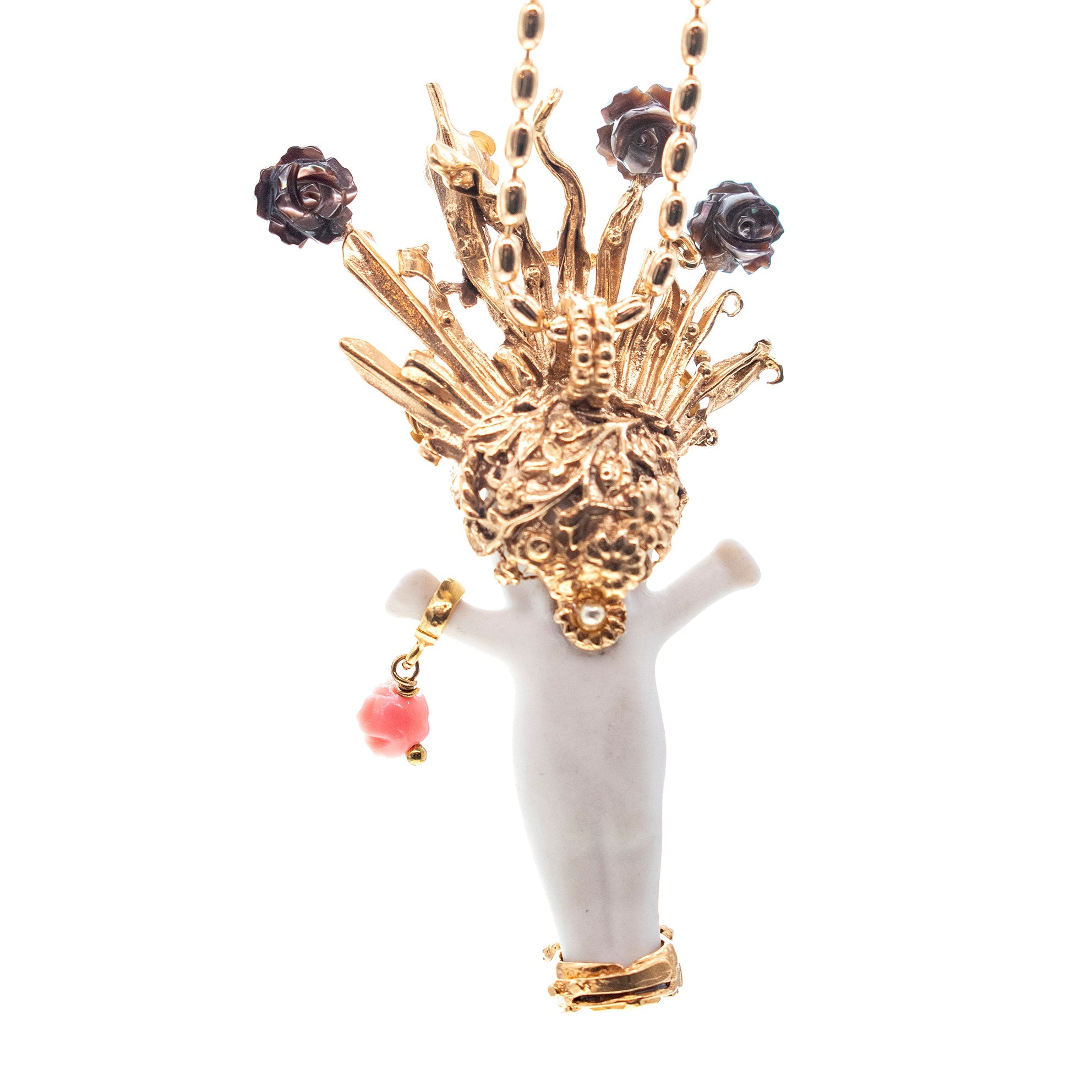 BG57A Happy Baby "Whole lotta Rosie" White and gold Necklace