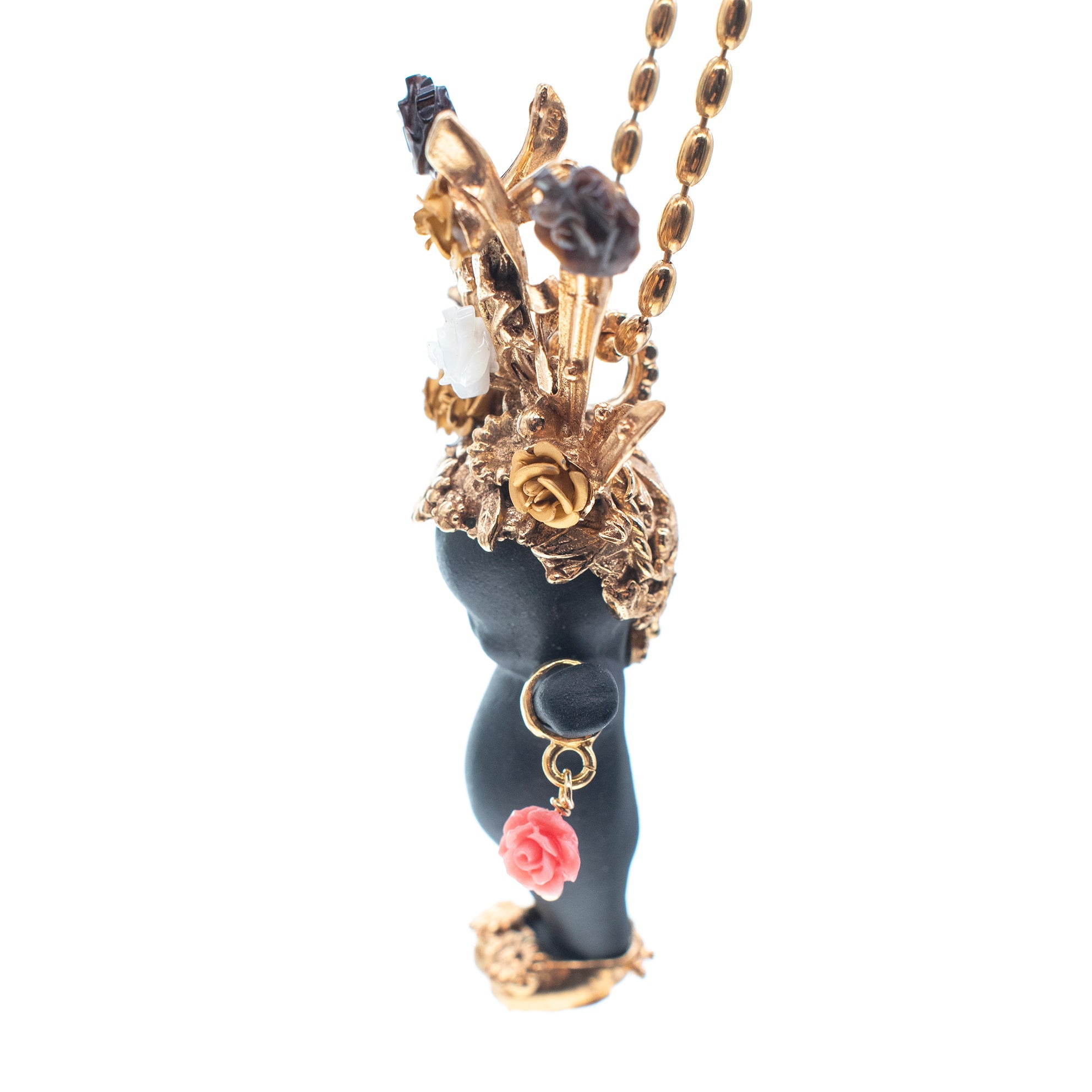 BG57B Happy Baby "Whole lotta Rosie" Black and gold Necklace