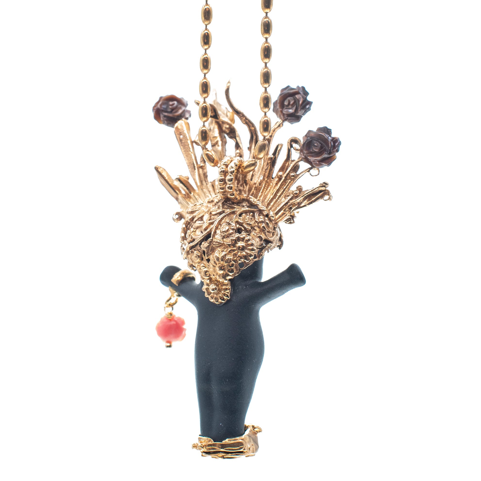 BG57B Happy Baby "Whole lotta Rosie" Black and gold Necklace
