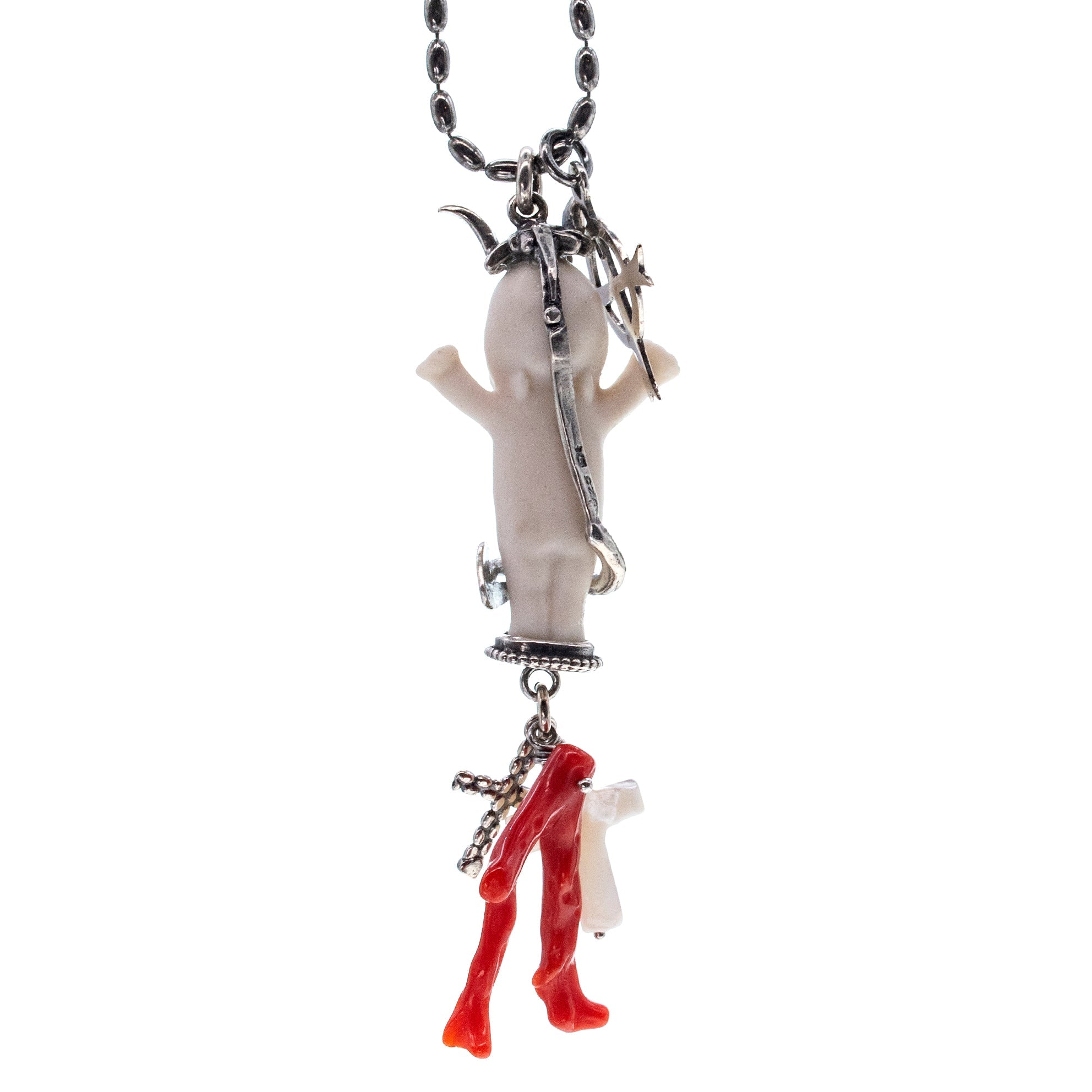 BS01A Happy Baby  "Jezabella" white and silver Necklace