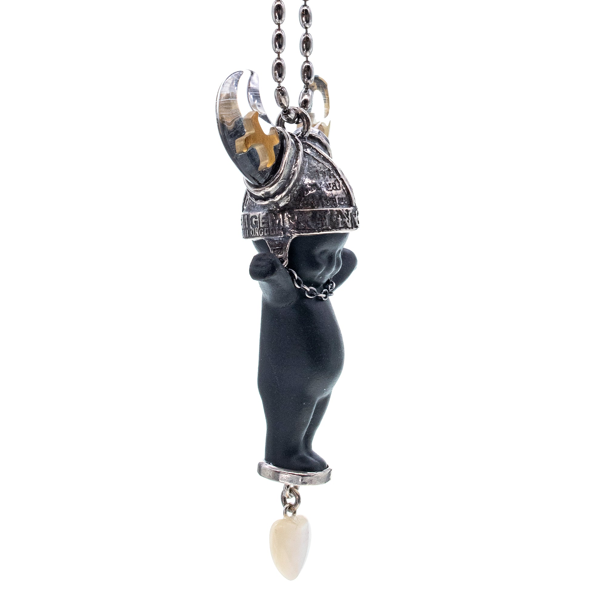 BS14B Happy Baby "little viking" Black and silver Necklace