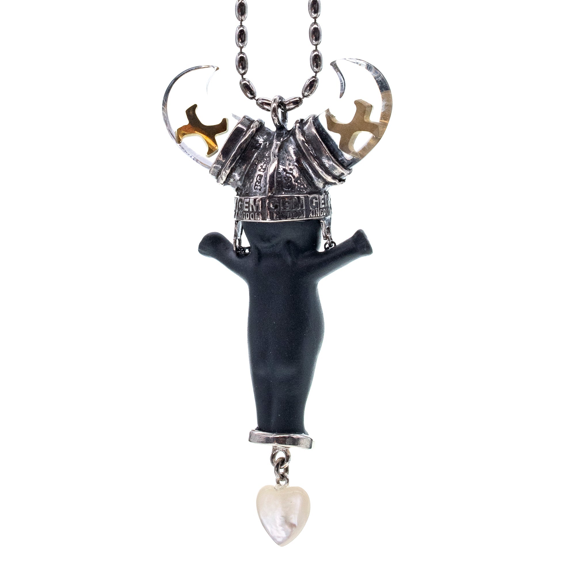 BS14B Happy Baby "little viking" Black and silver Necklace