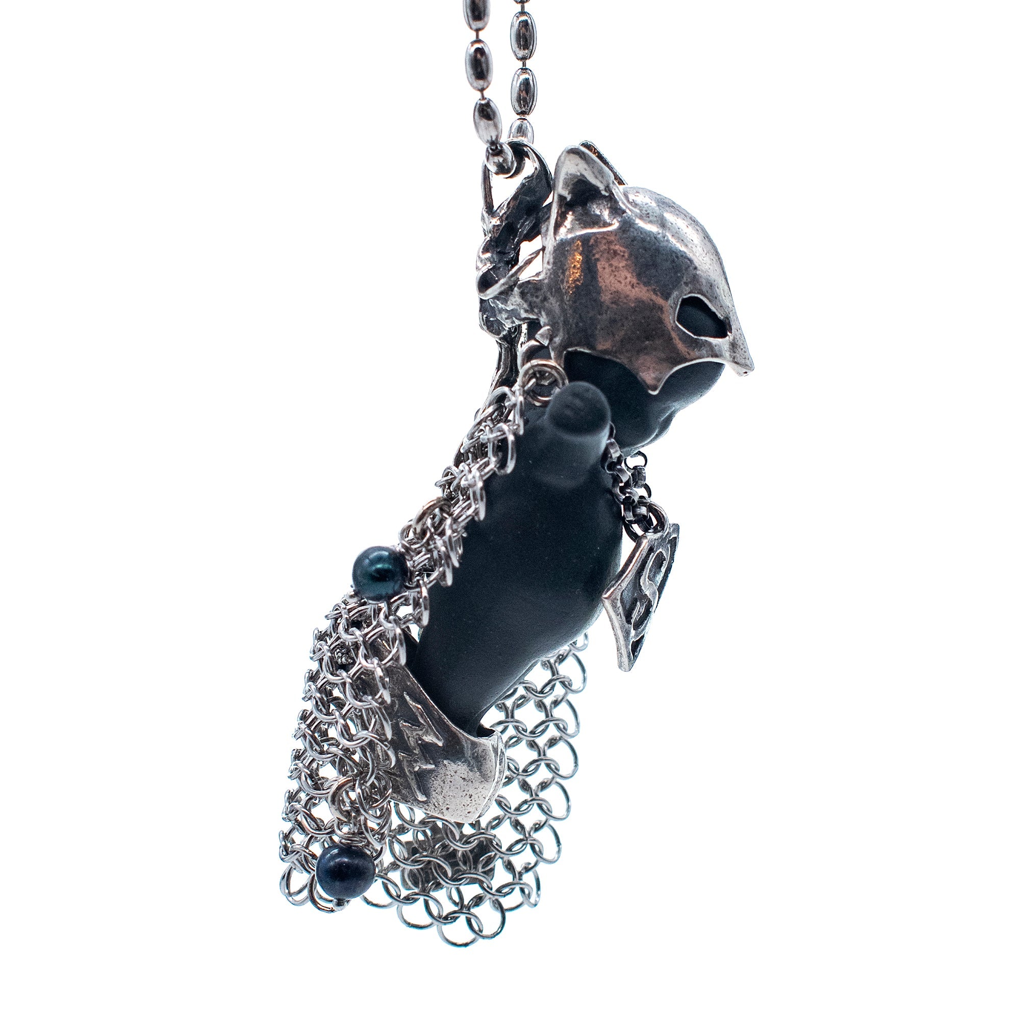 BS39B Happy Baby "Hero on heels" Black and silver Necklace