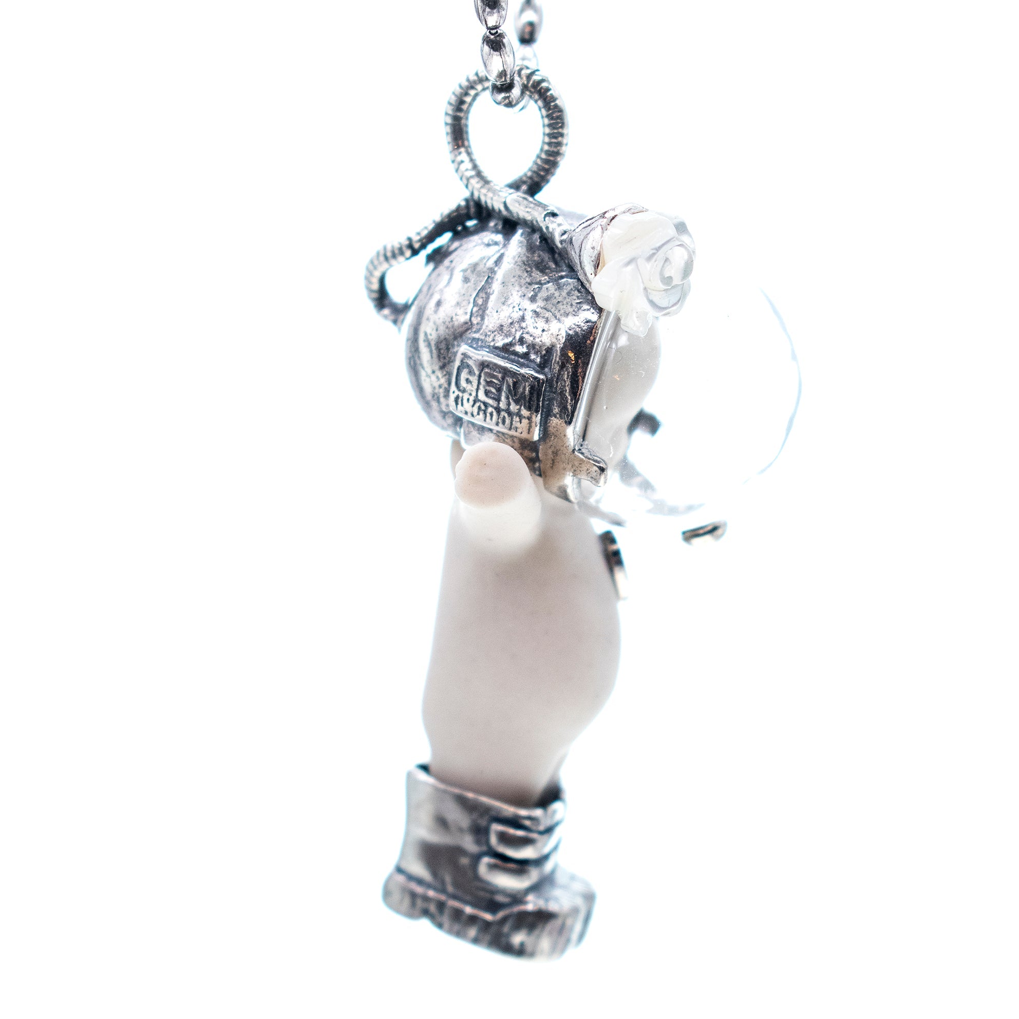 BS42A Happy Baby "Major Tom" white and silver Necklace