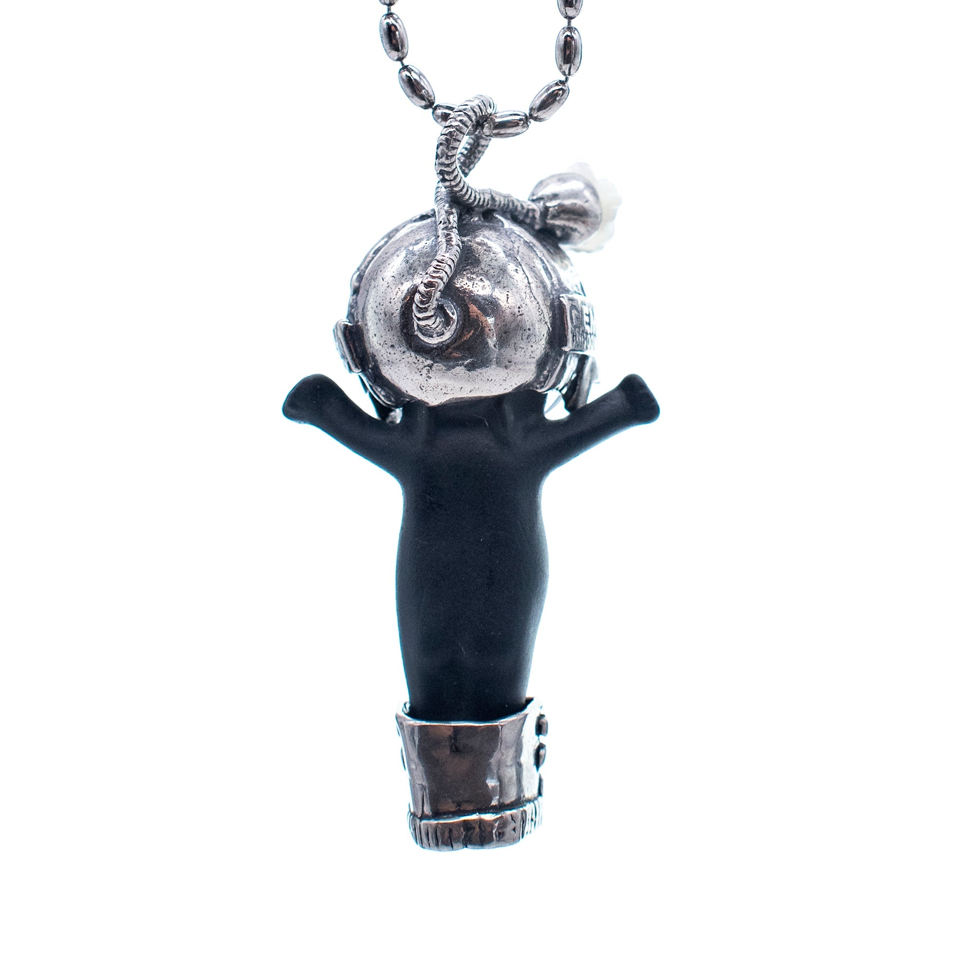 BS42B Happy Baby "Major Tom" Black and silver Necklace