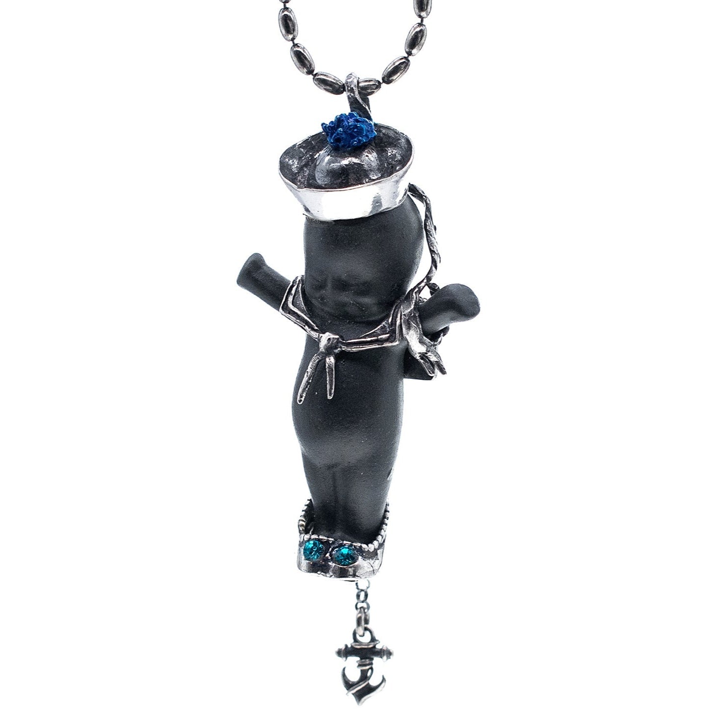 BS50B Happy Baby "Little Sailor" Black and silver Necklace