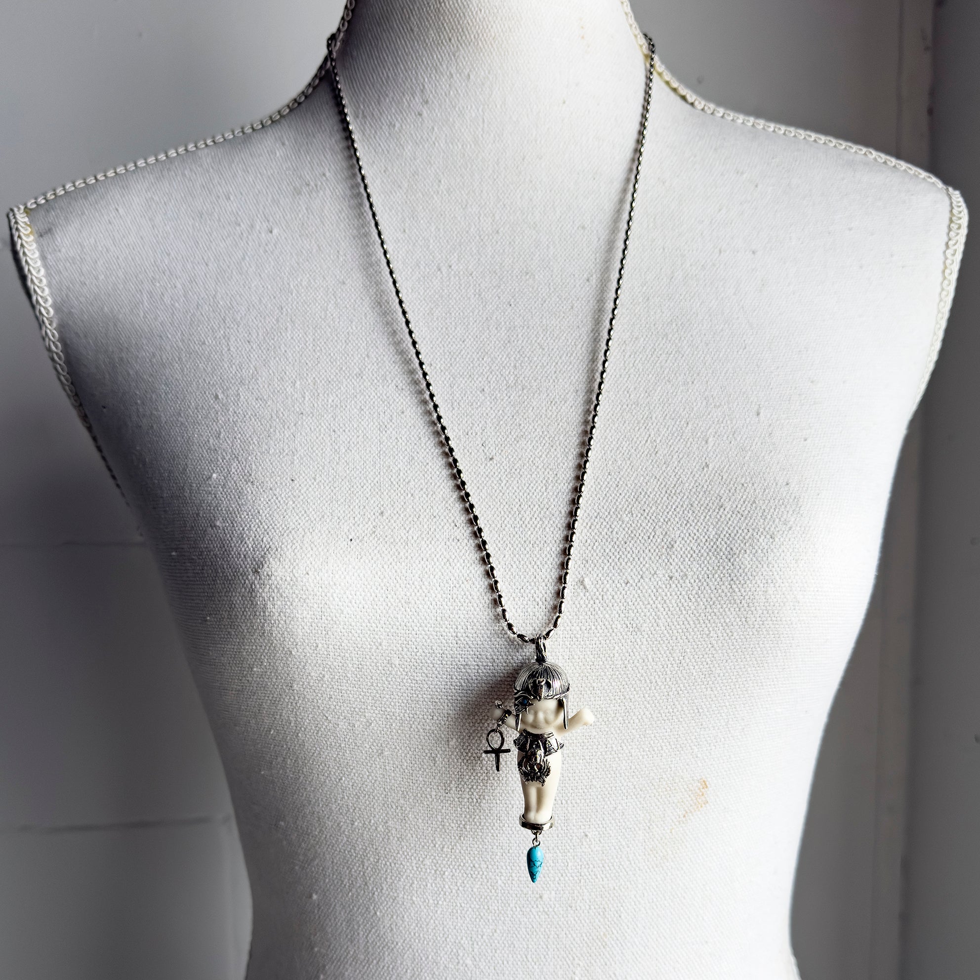 BG52A Happy Baby "Cleo" White and gold Necklace