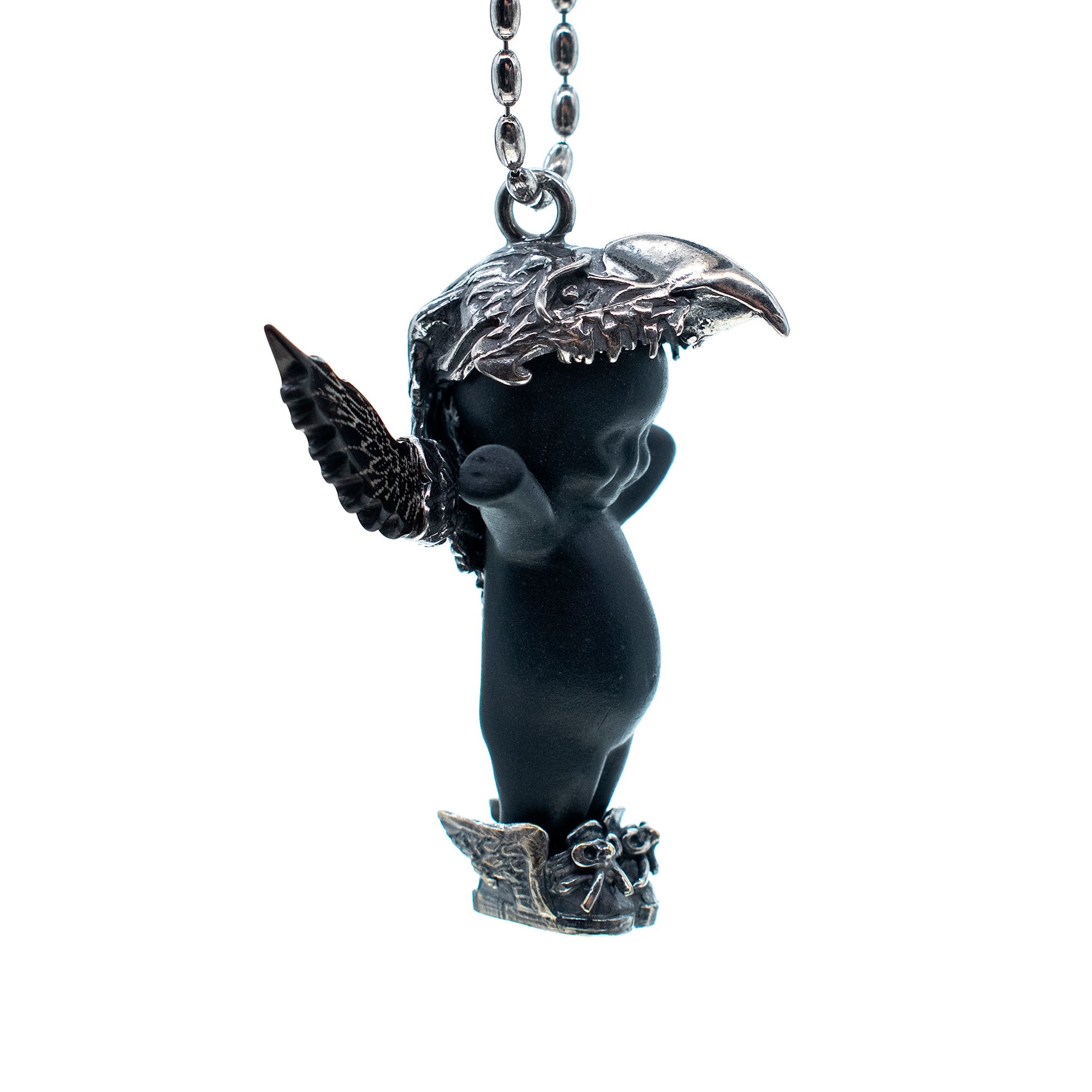 BS55B Happy Baby "Phoenix" Black and silver Necklace