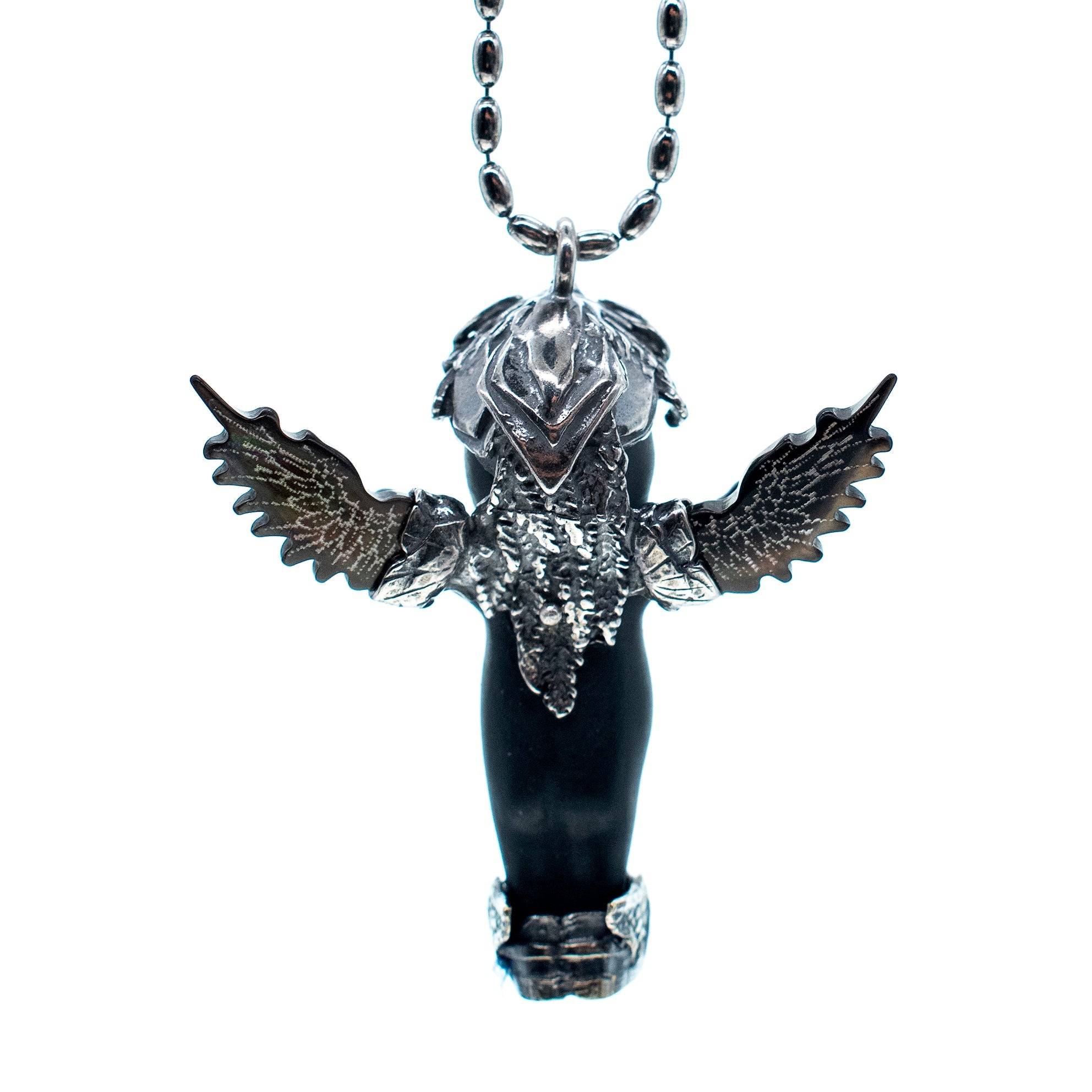 BS55B Happy Baby "Phoenix" Black and silver Necklace