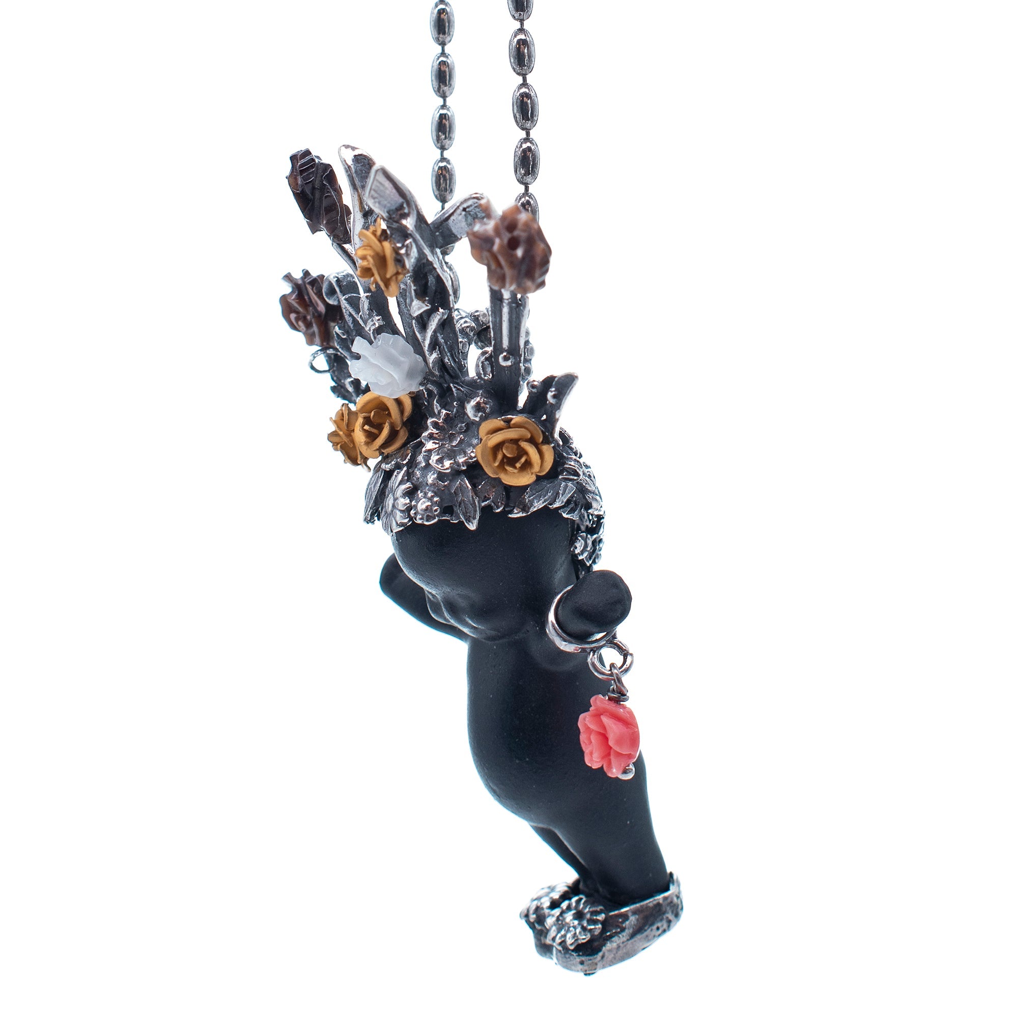 BS57B Happy Baby "Whole lotta Rosie" Black and Silver Necklace