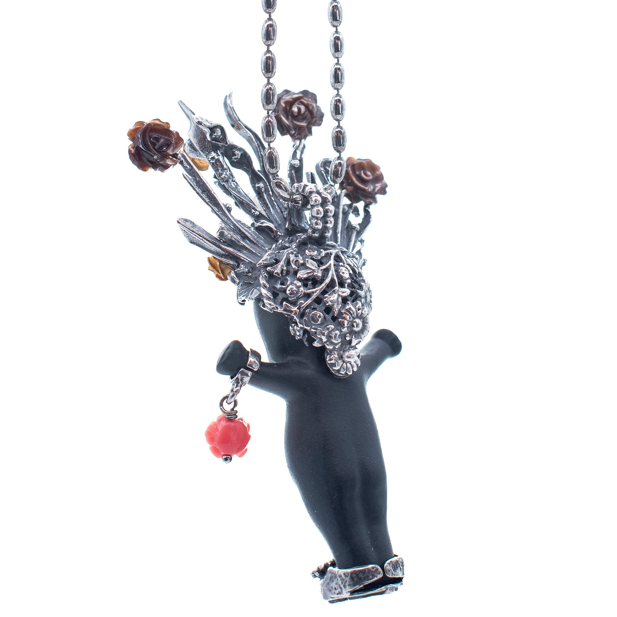 BS57B Happy Baby "Whole lotta Rosie" Black and Silver Necklace
