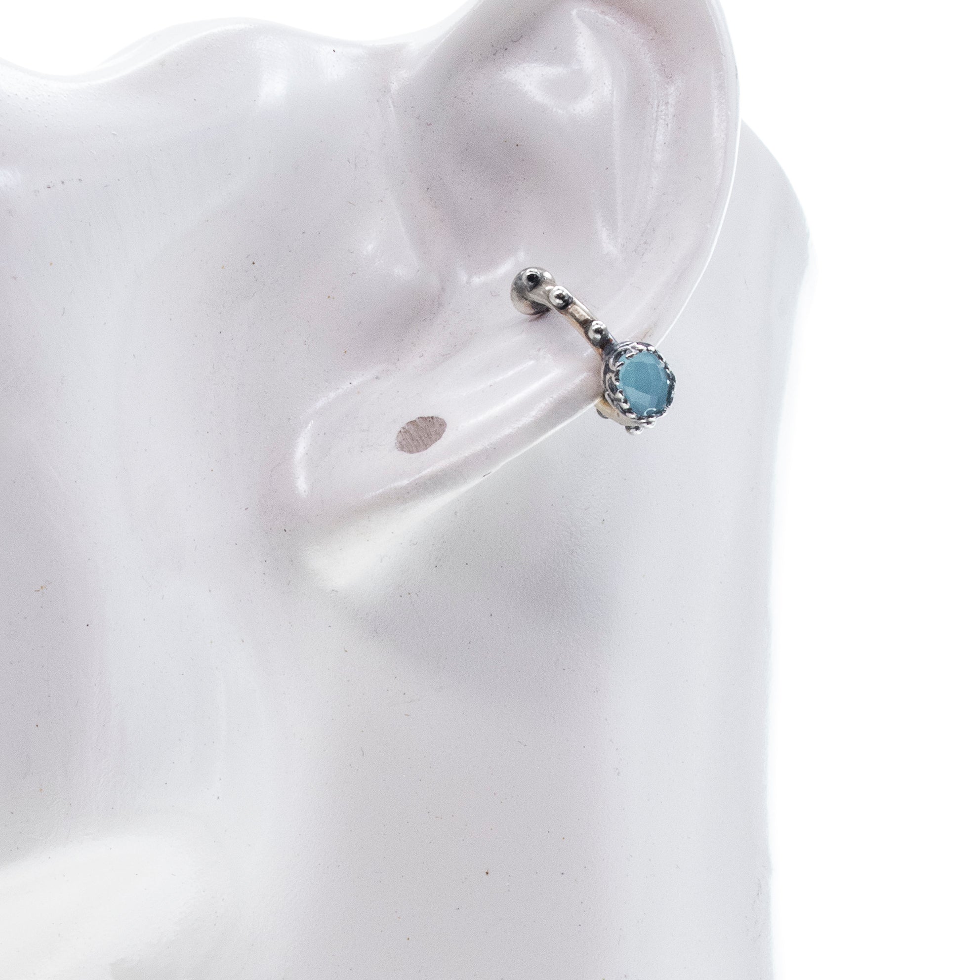 Ear cuff silver aqua agate 34