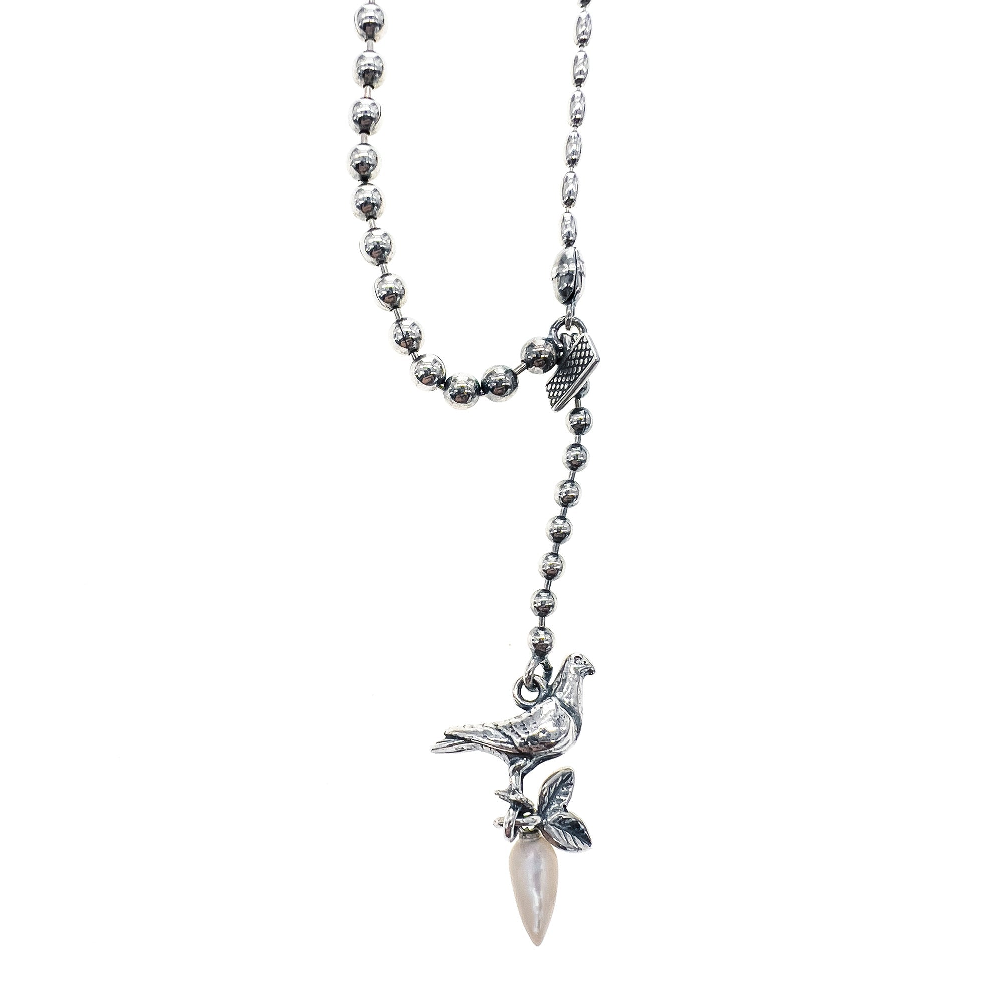 CH 136A silver dove necklace with white mother of pearl