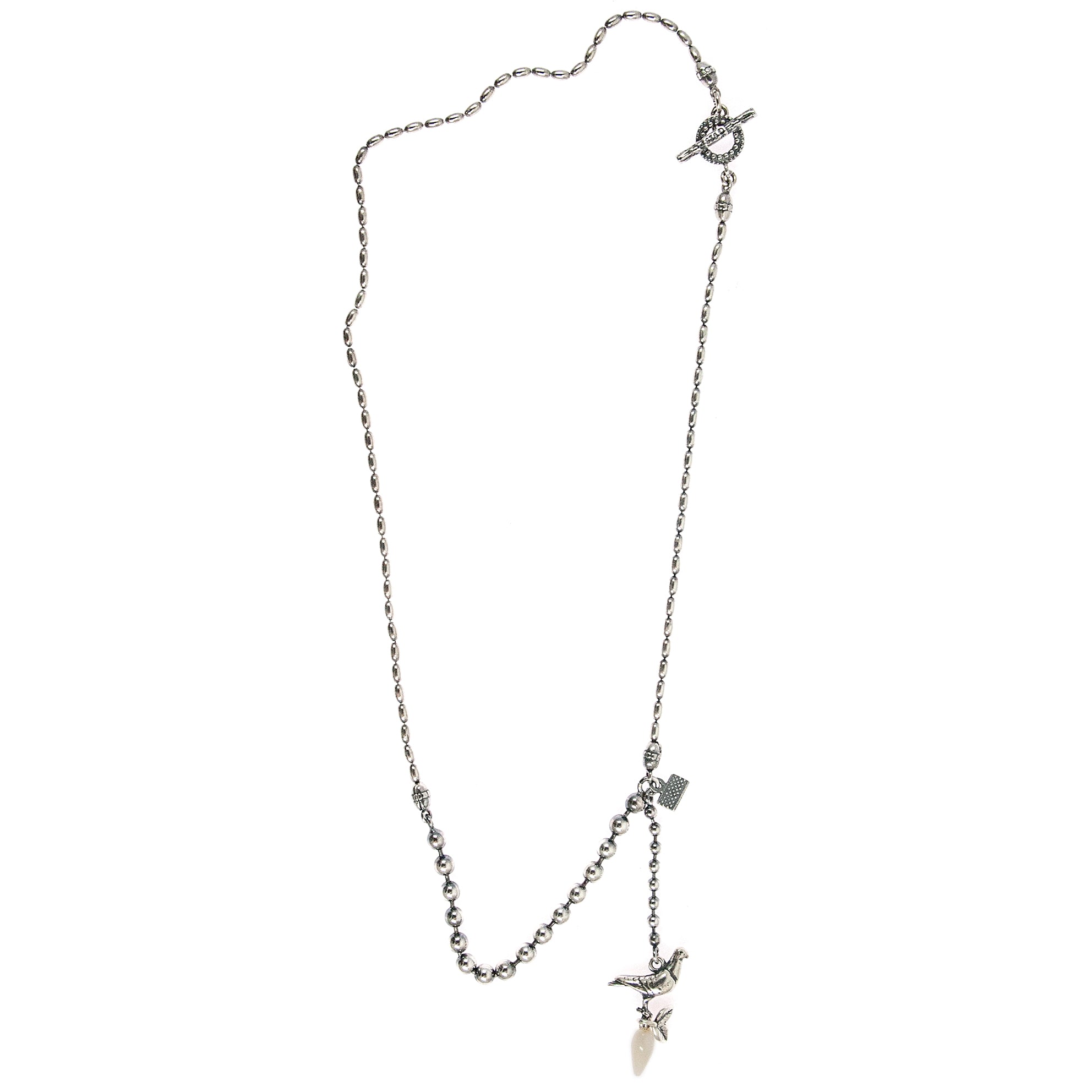 CH 136A silver dove necklace with white mother of pearl