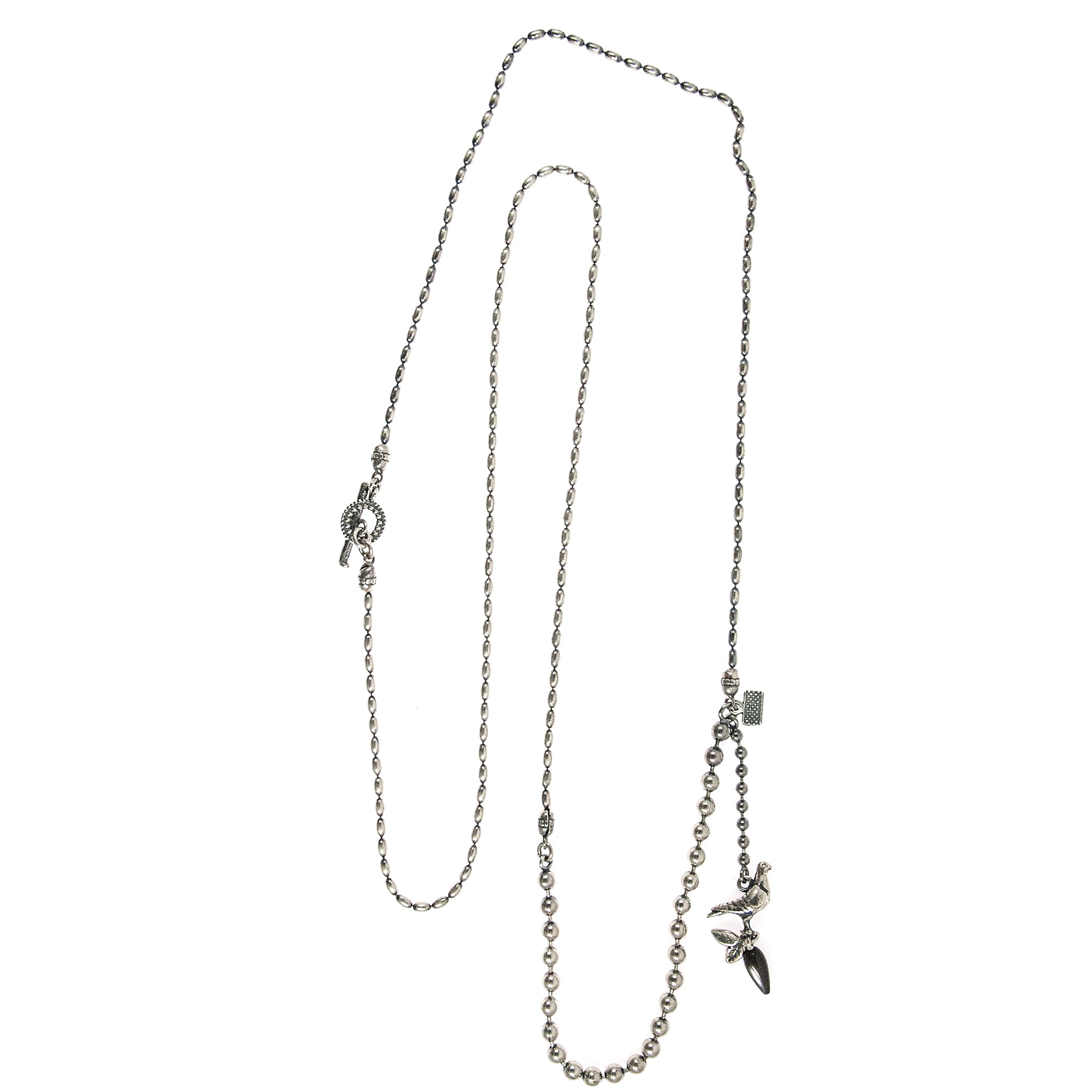 CH 136B silver dove necklace with black mother of pearl