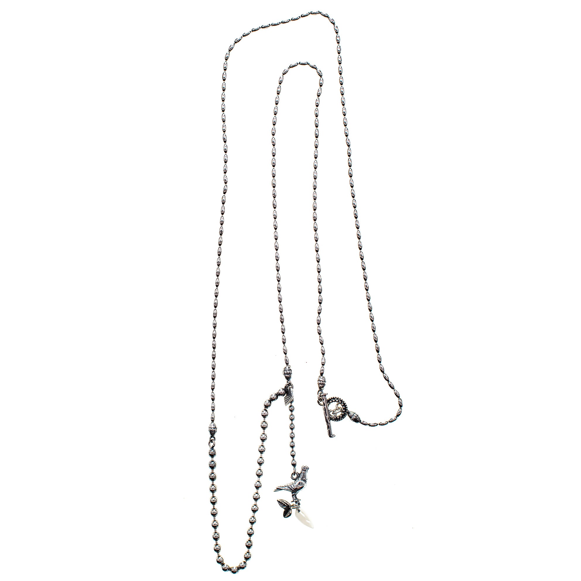 CH 136A silver dove necklace with white mother of pearl