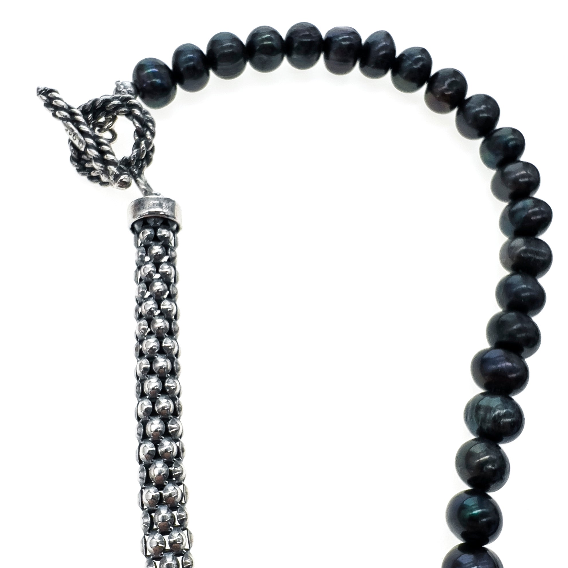 CH 233B Fleur de Lis Black Pearl Necklace