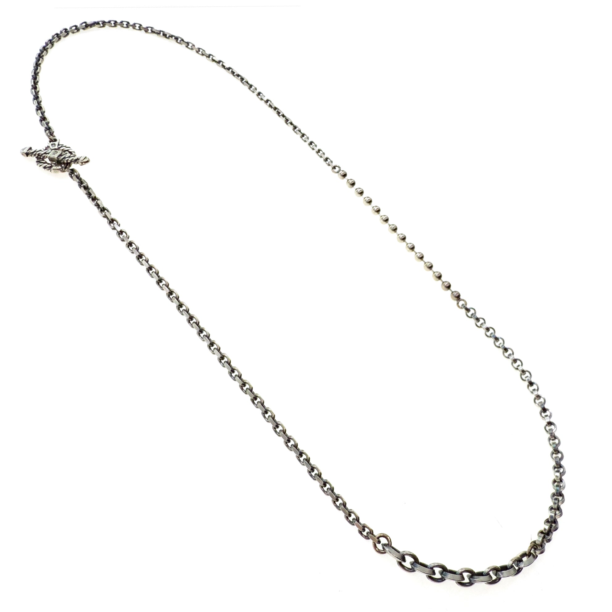 CH 237 Textured Toggle sterling Silver Chain Necklace