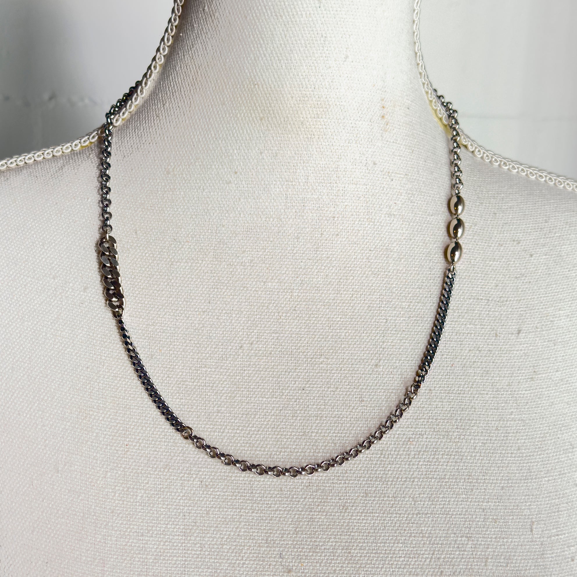 CH 238 curb and belcher sterling Silver Chain Necklace