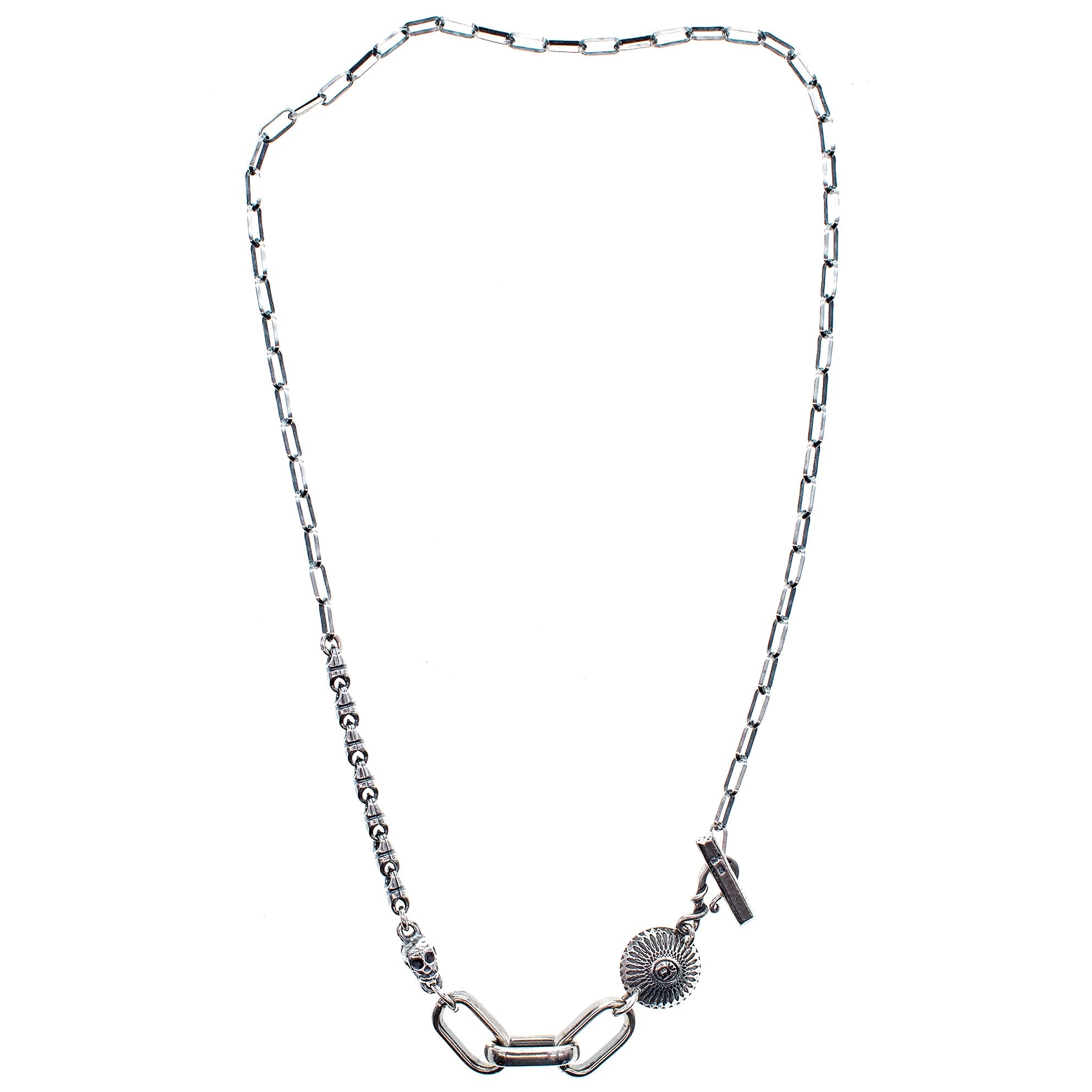 CH 241 Skull & Shield Silver Chain Necklace