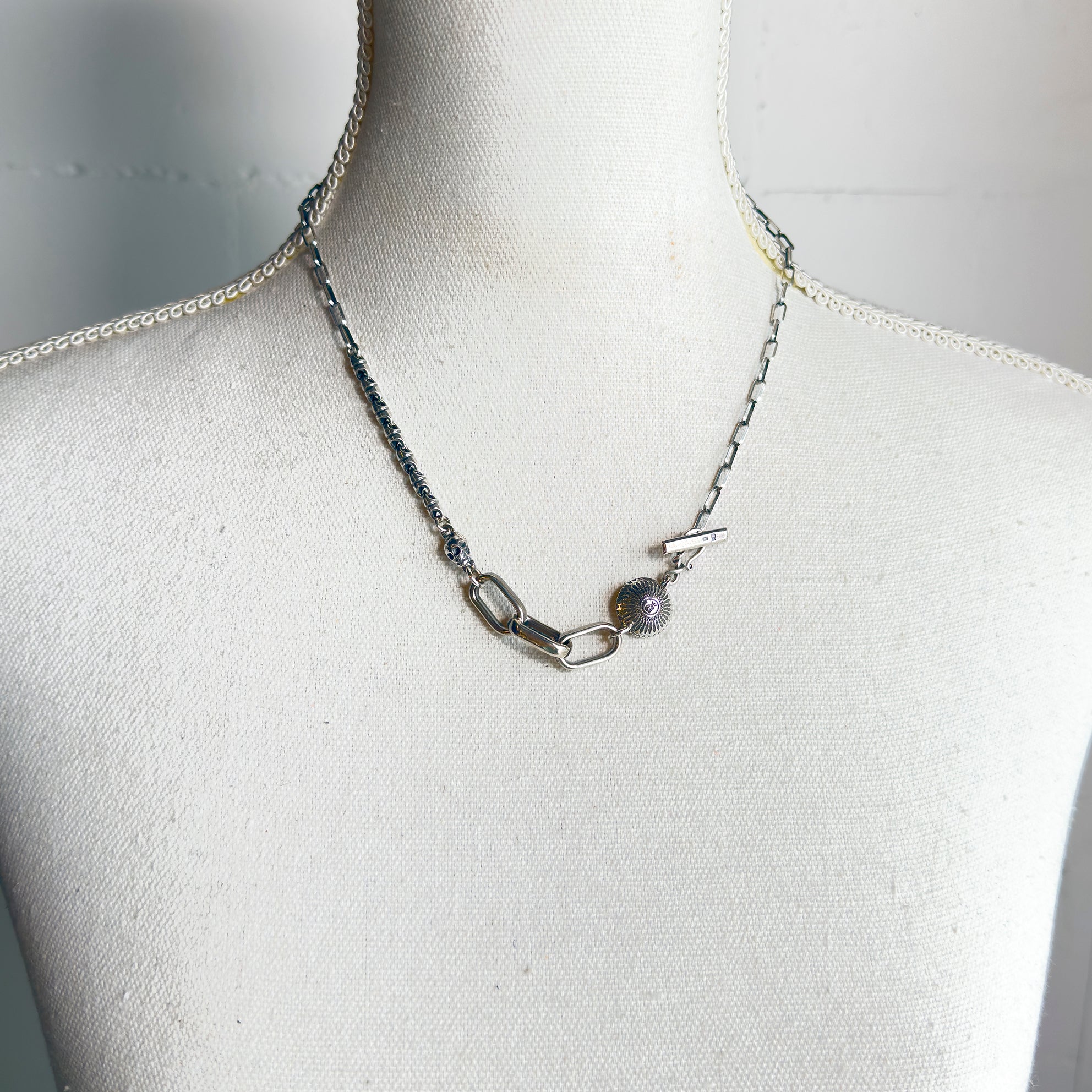 CH 241 Skull & Shield Silver Chain Necklace