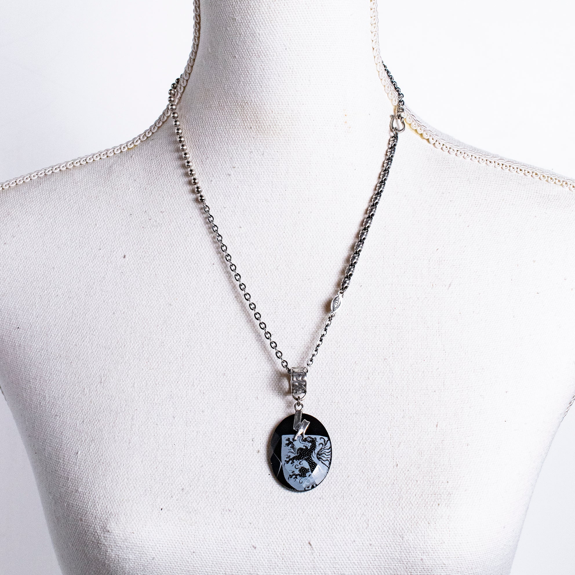 CH 242 Sterling Silver mixed Chain Necklace