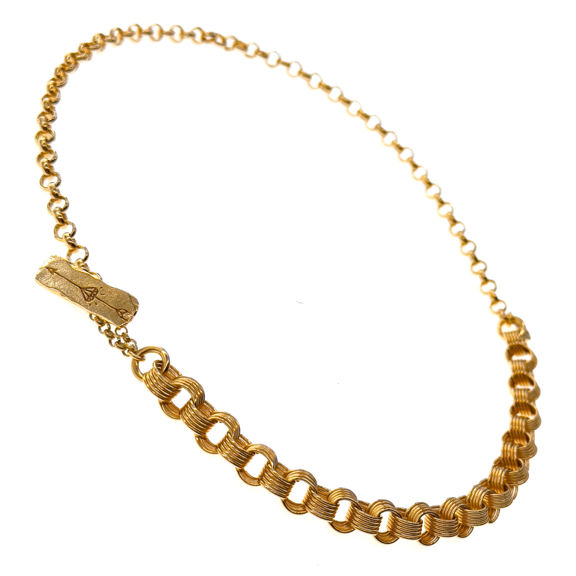 CH 25g01 Mixed Link Arrow T-Bar Necklace