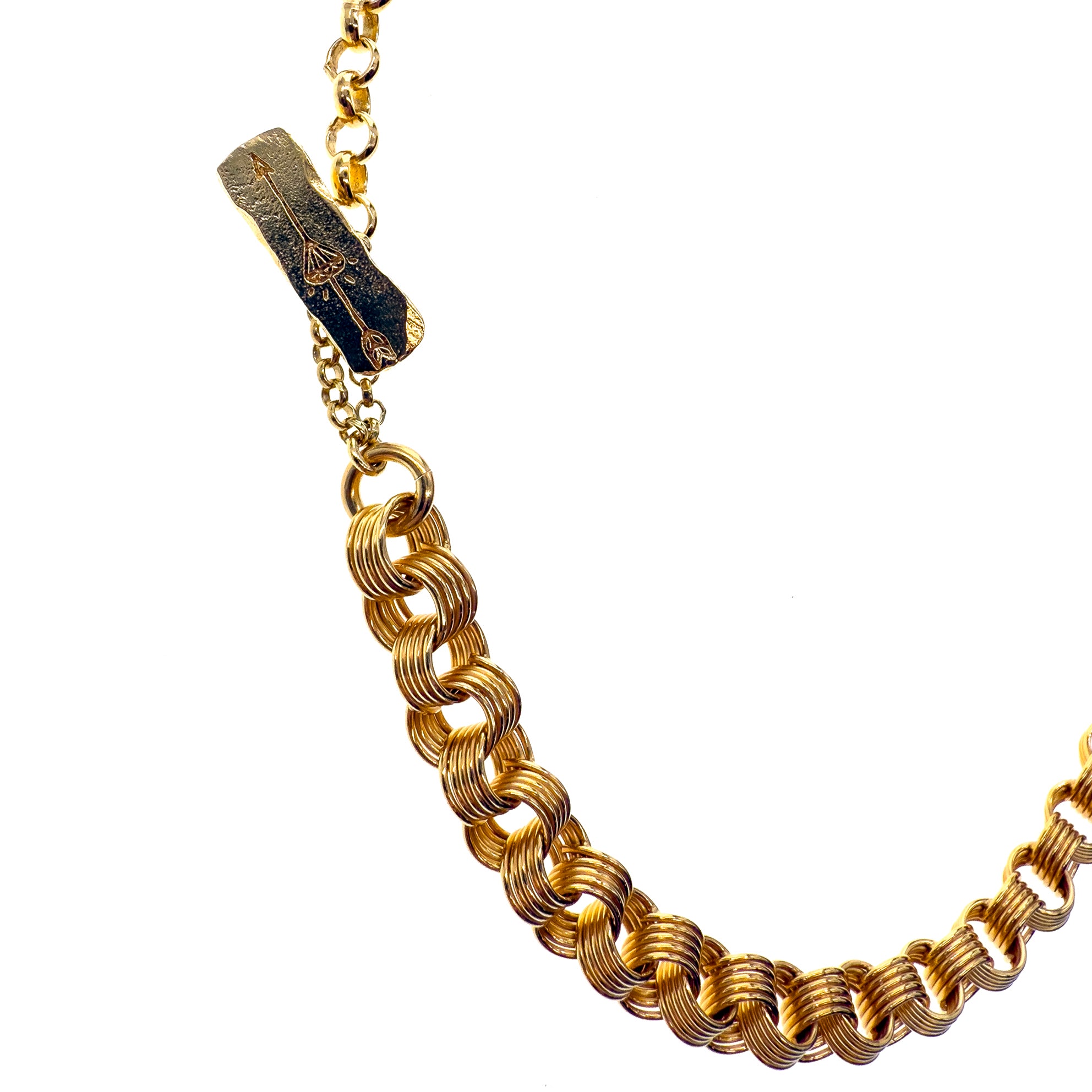 CH 25g01 Mixed Link Arrow T-Bar Necklace