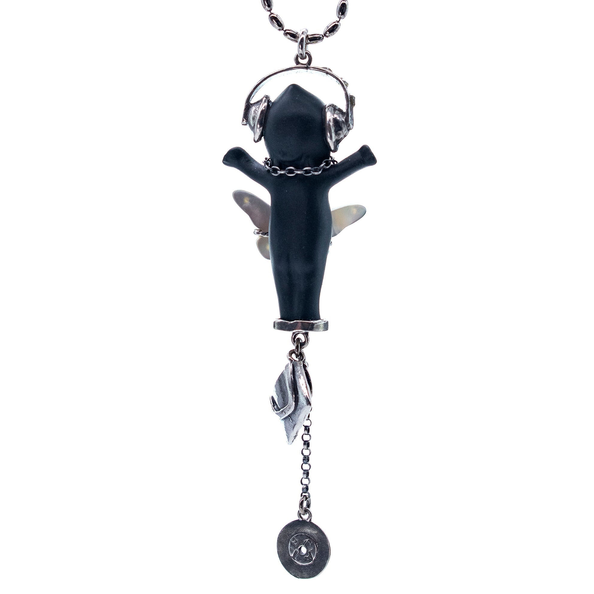 BS09B Happy Baby "DJ party baby" Black and silver Necklace