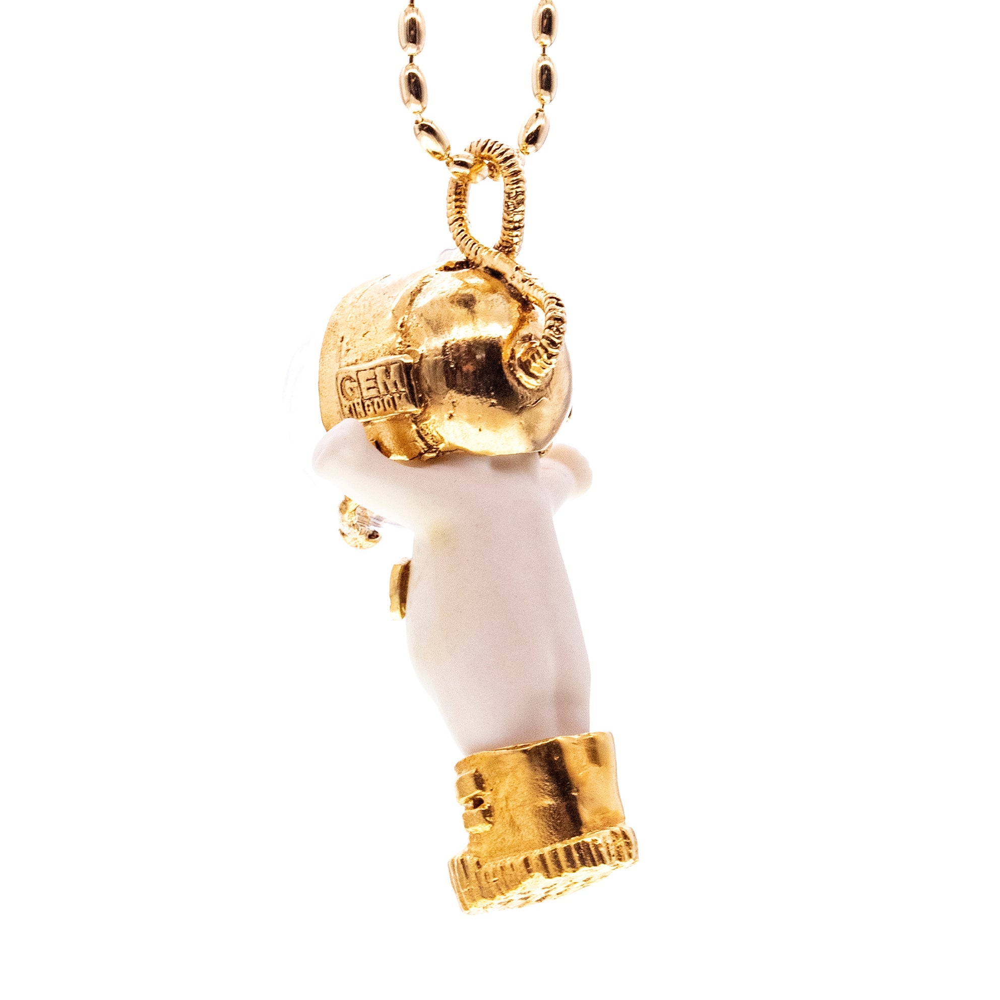 BG42A Happy Baby "Major Tom" White and gold Necklace