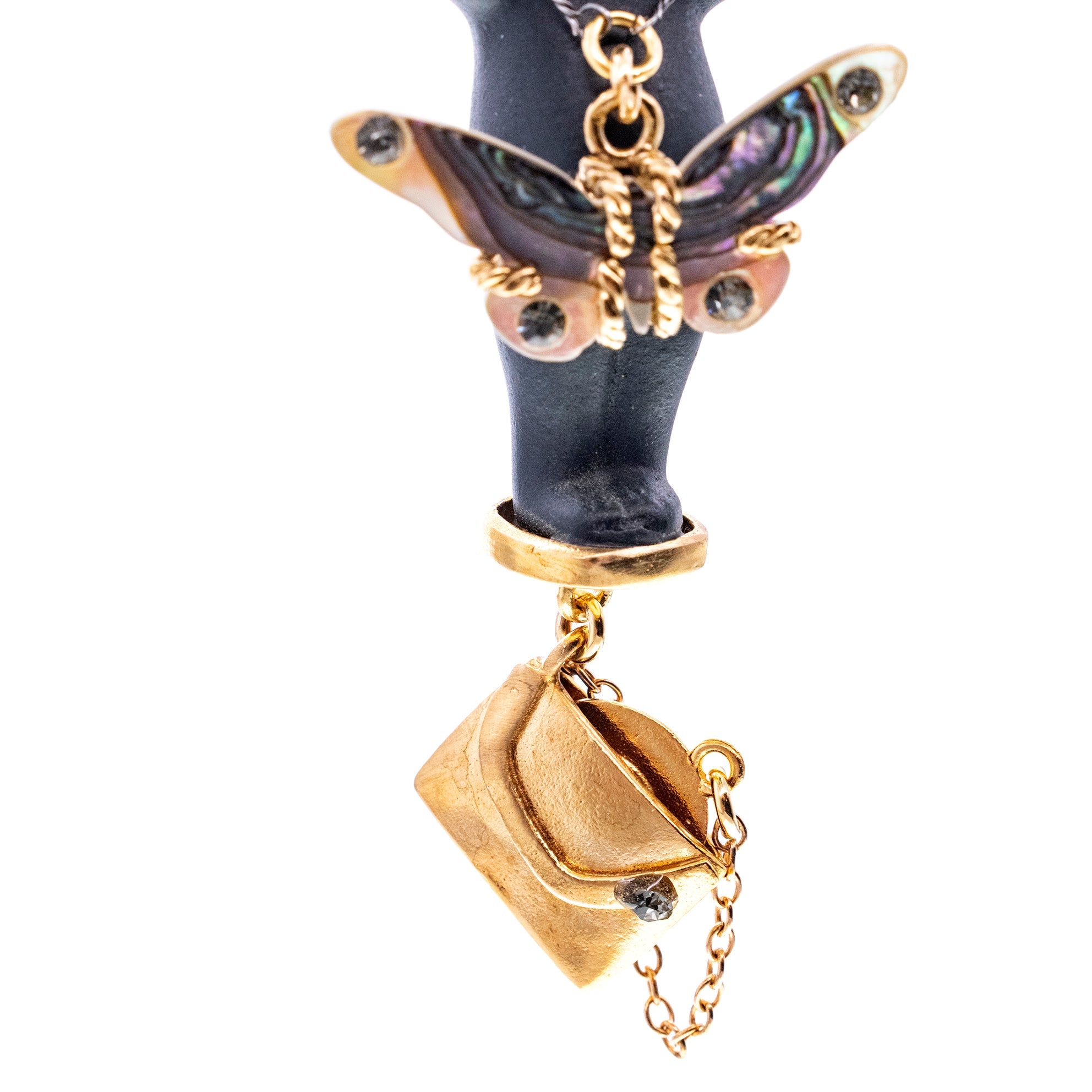 BG09B Happy Baby "DJ party baby" Black and gold Necklace