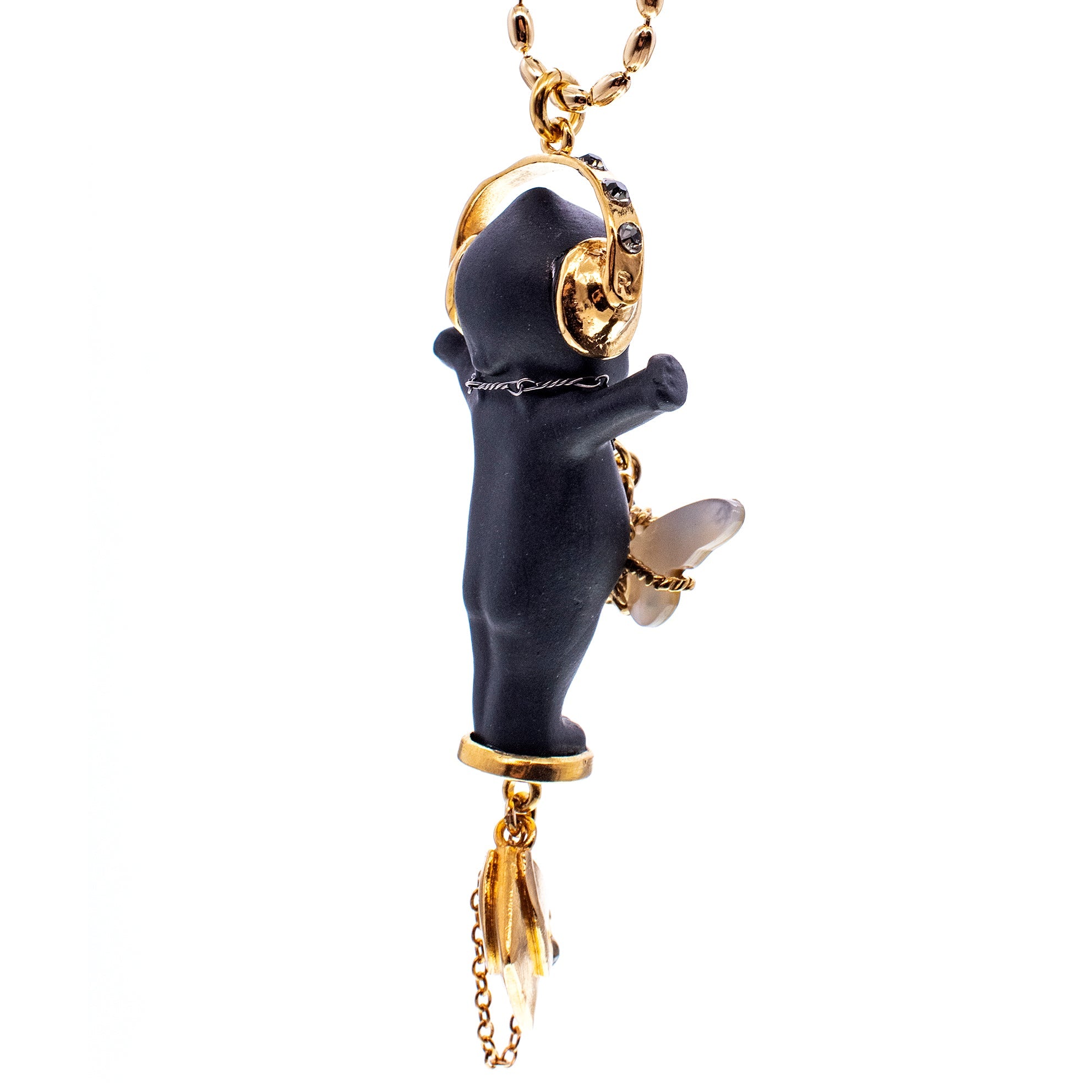 BG09B Happy Baby "DJ party baby" Black and gold Necklace