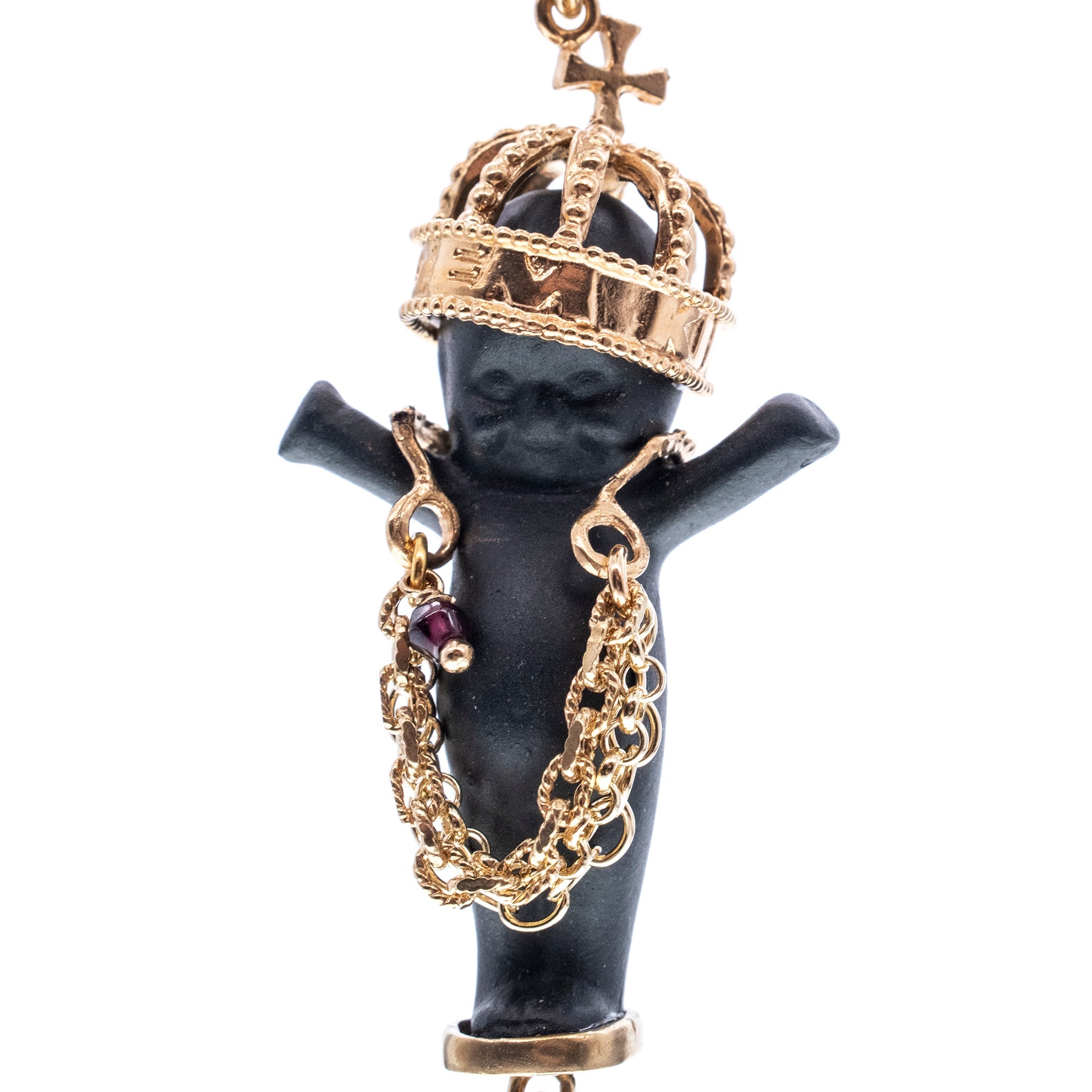 BG07B Happy Baby "Gem baby" Black and gold Necklace