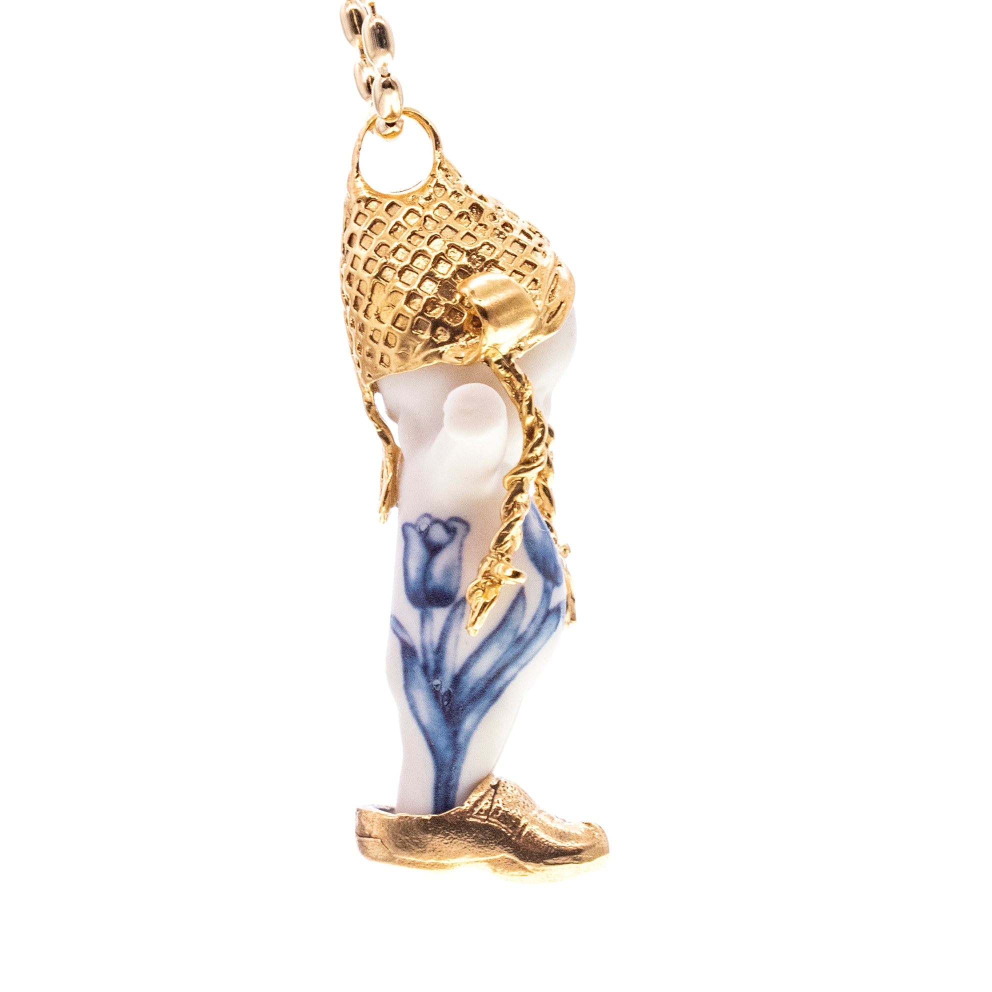 BG48 Happy Baby  "Tulip" White and gold Necklace